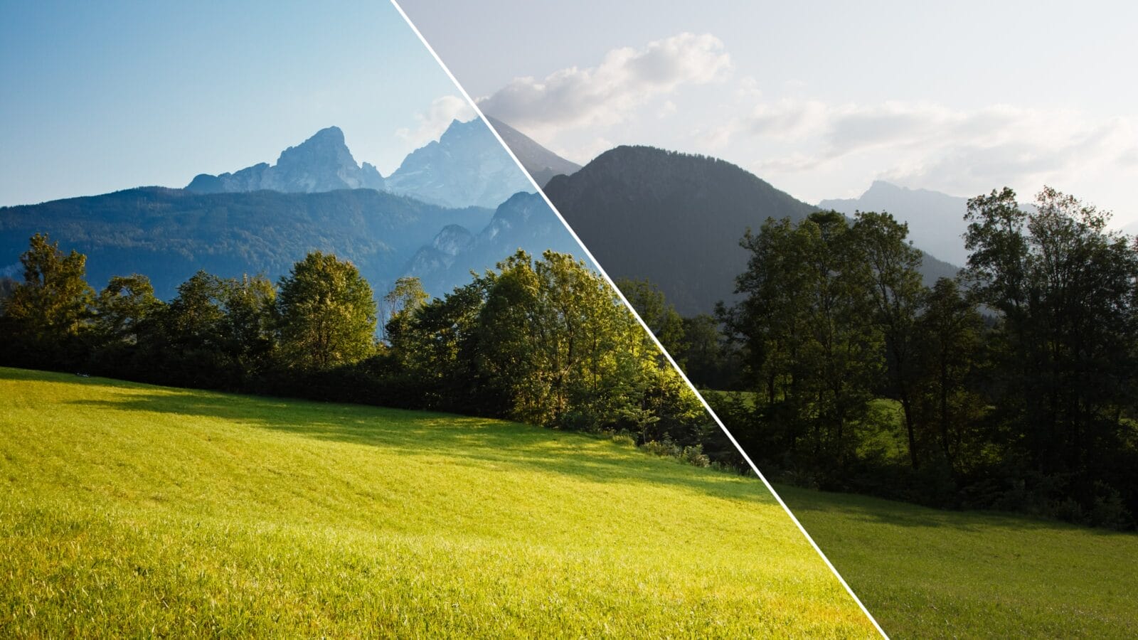 Before and after example of a photo edit.
