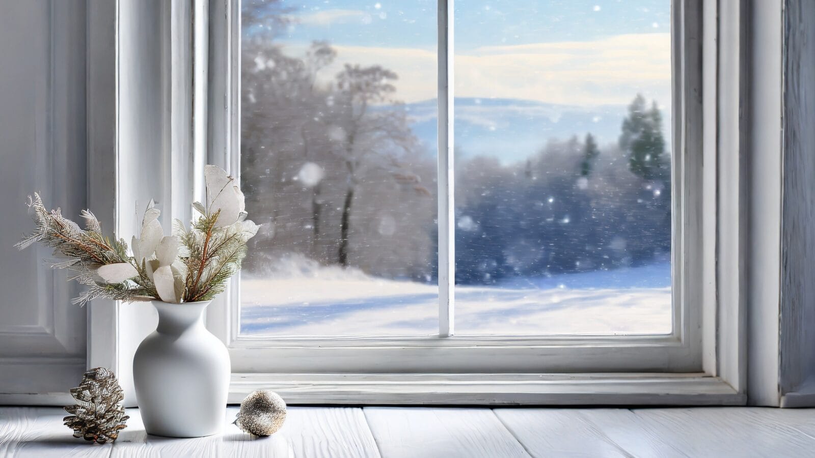 Snow through a window