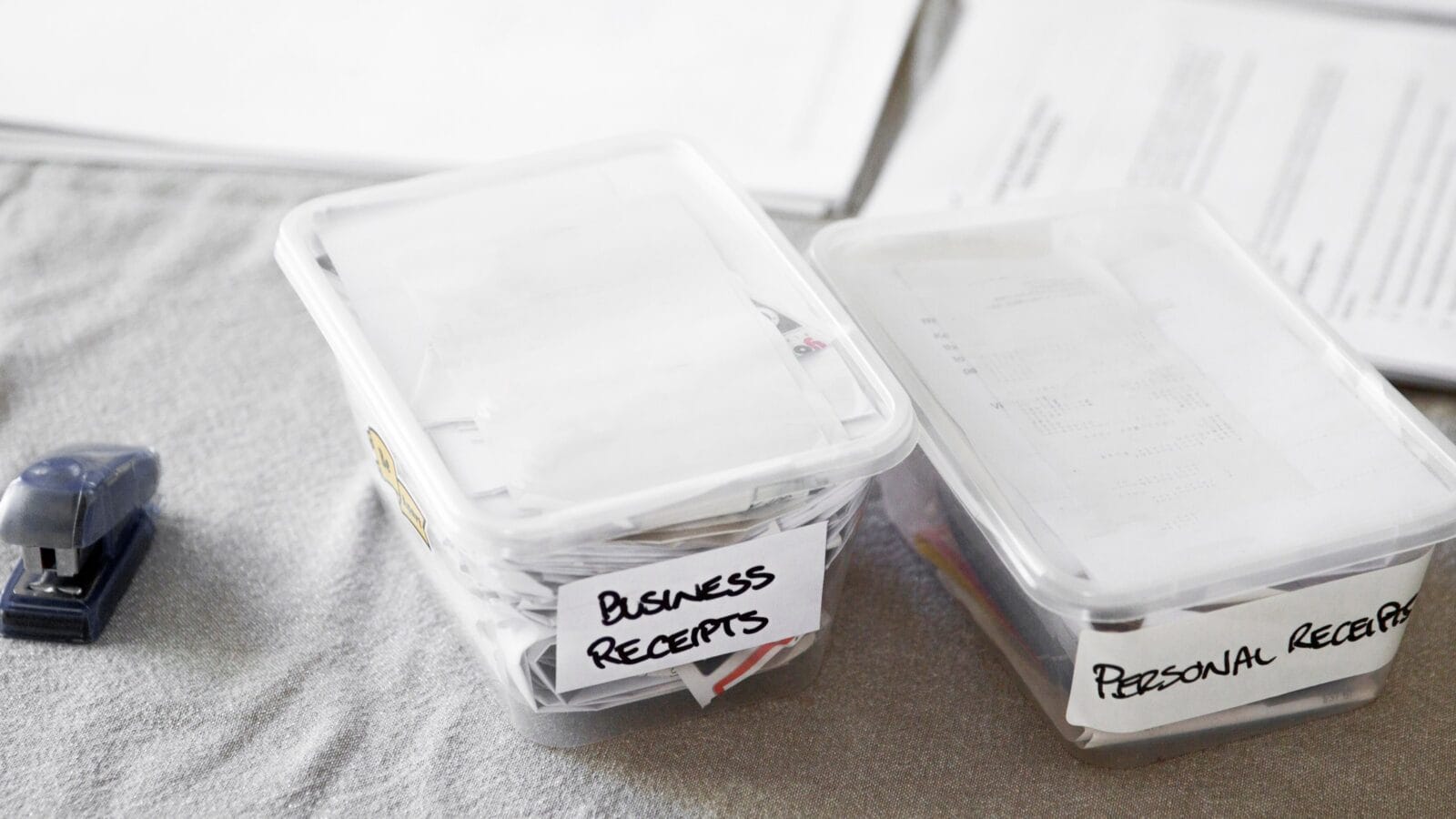 Receipts in Tupperware