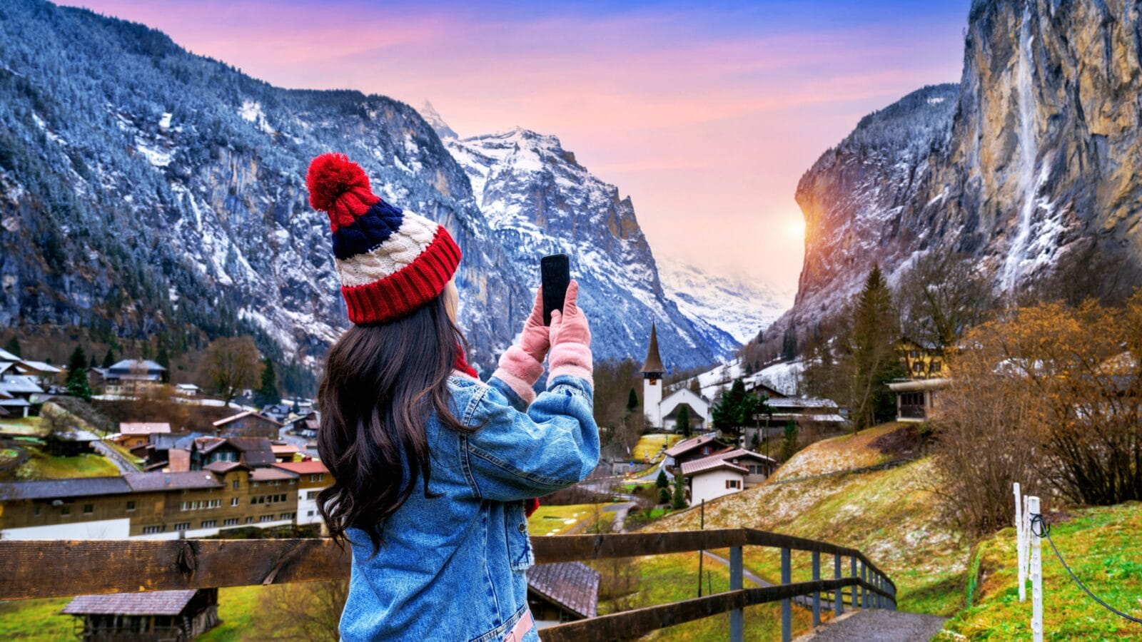Solo traveler in Lauterbrunnen Switzerland