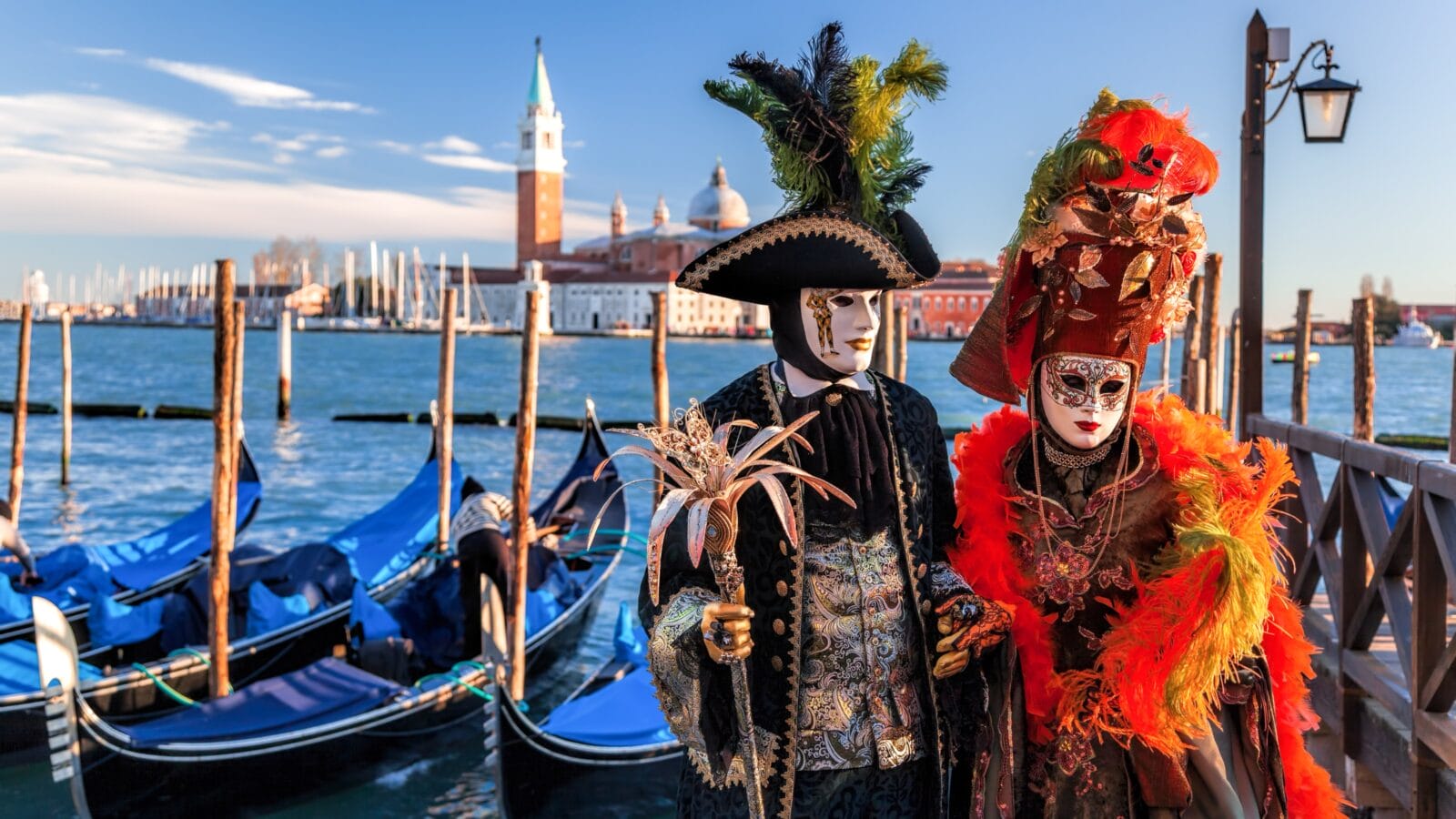 Colorful carnival masks at a traditional festival in Venice, Italy