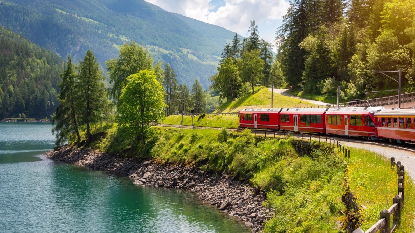Red train in Switzerland