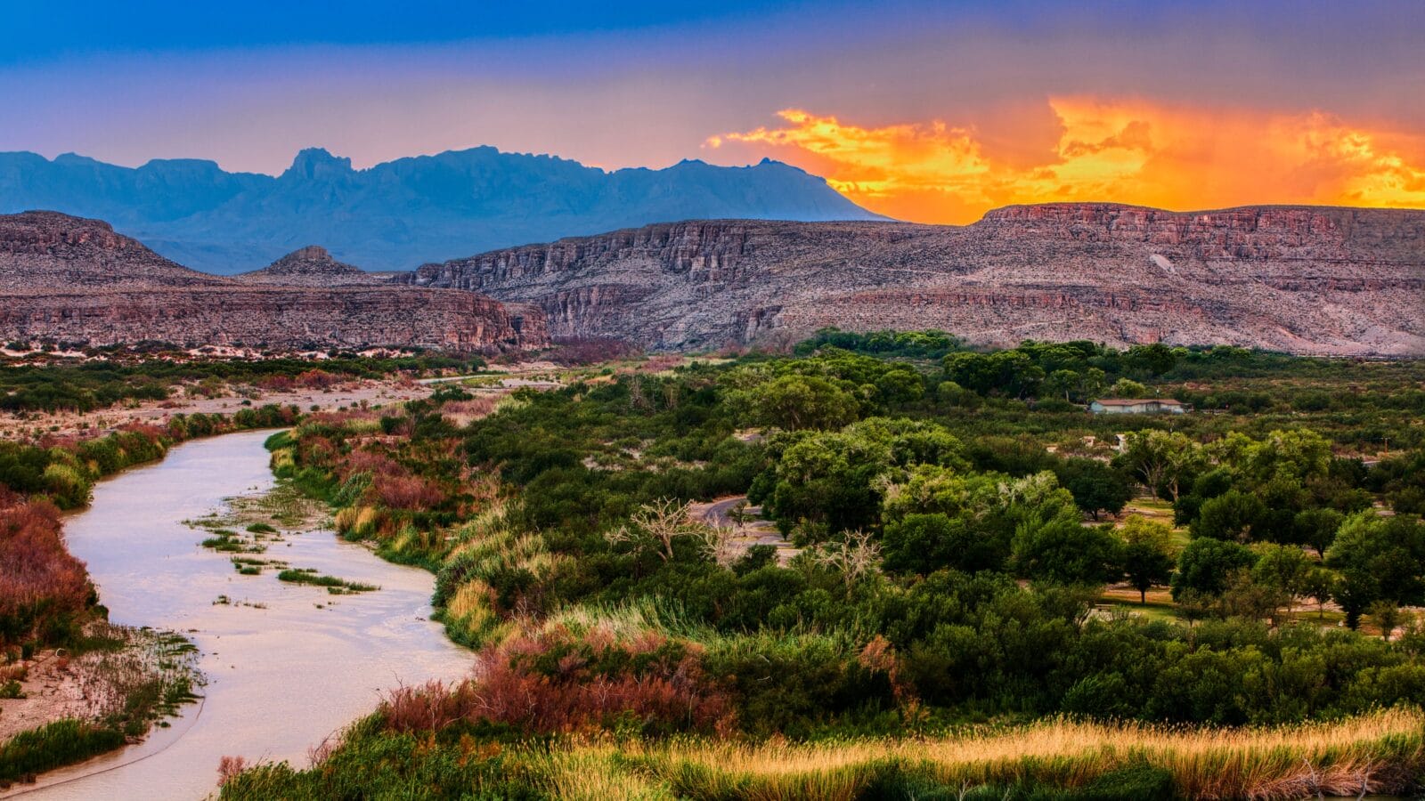Big Bend National Park, near Mexican border, USA at sunset