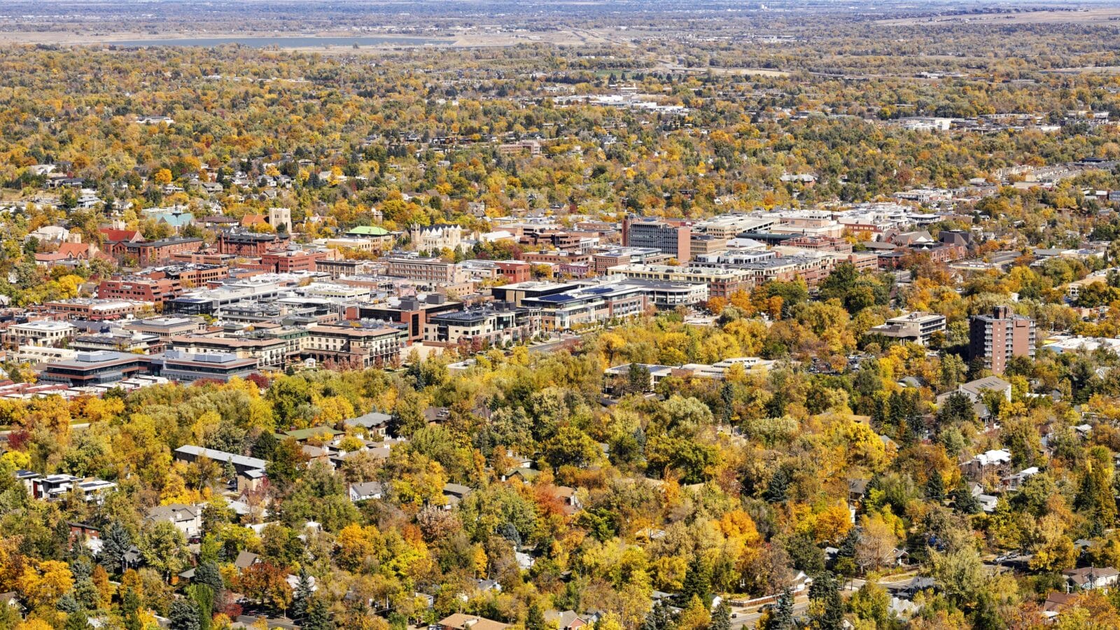 Aerial picture of Boulder City in autumn, Colorado, USA