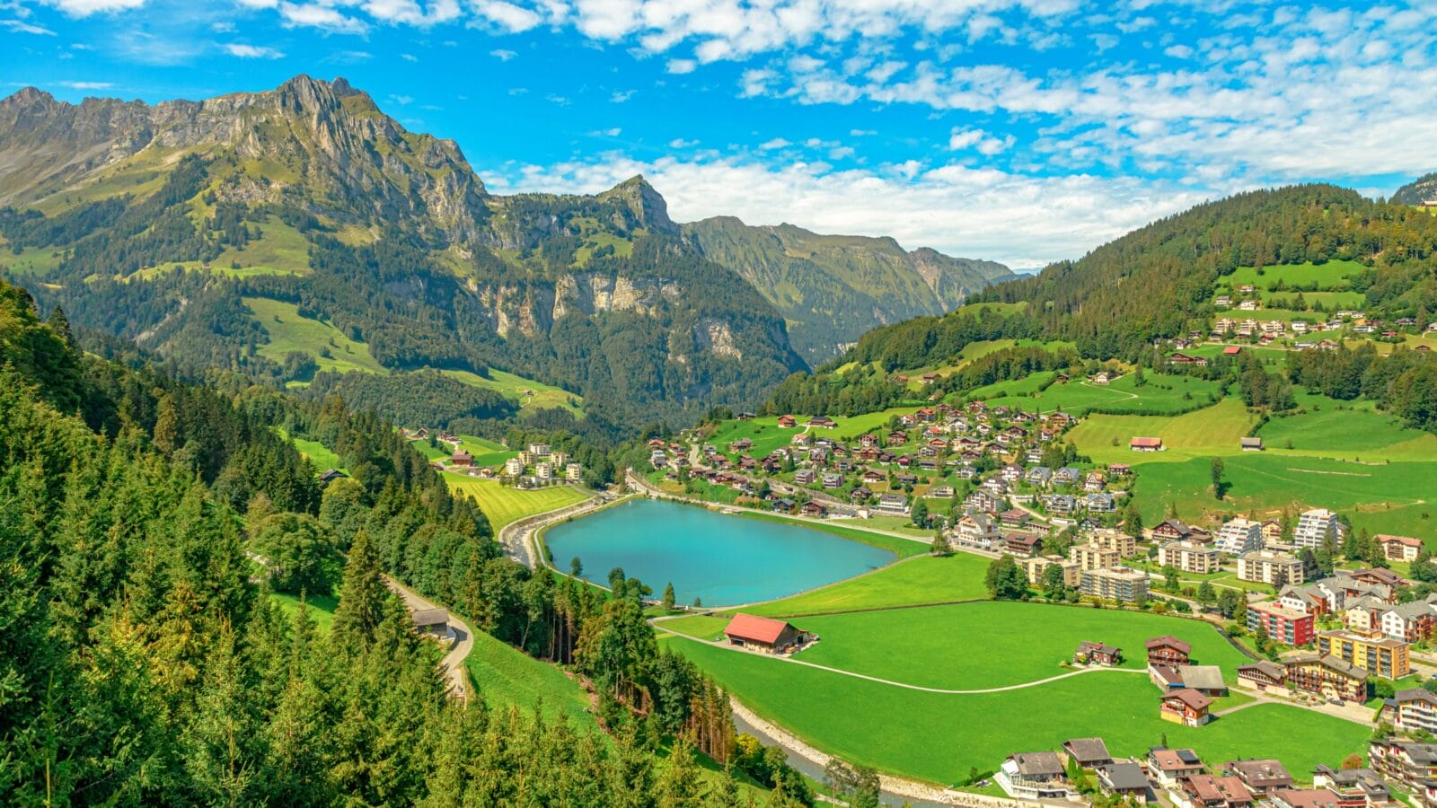 Valley of Engelberg with Eugenisee lake.
