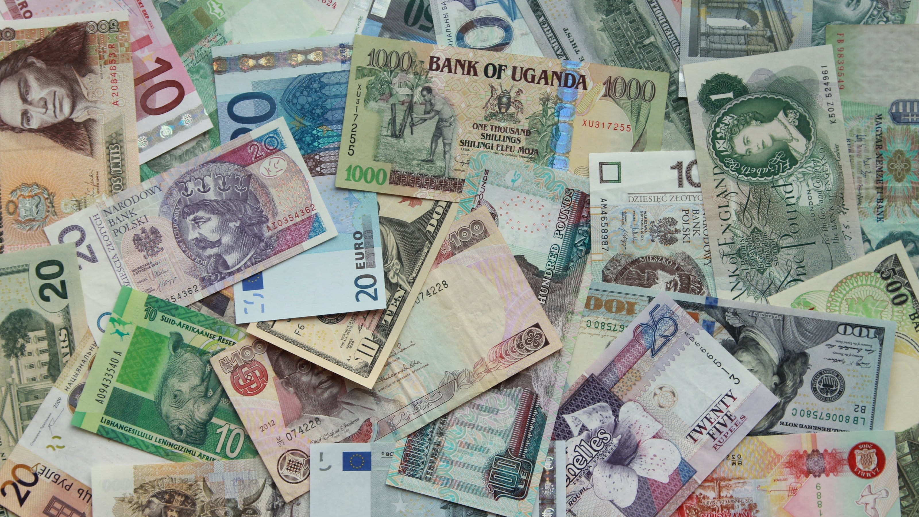 Currency of different countries.