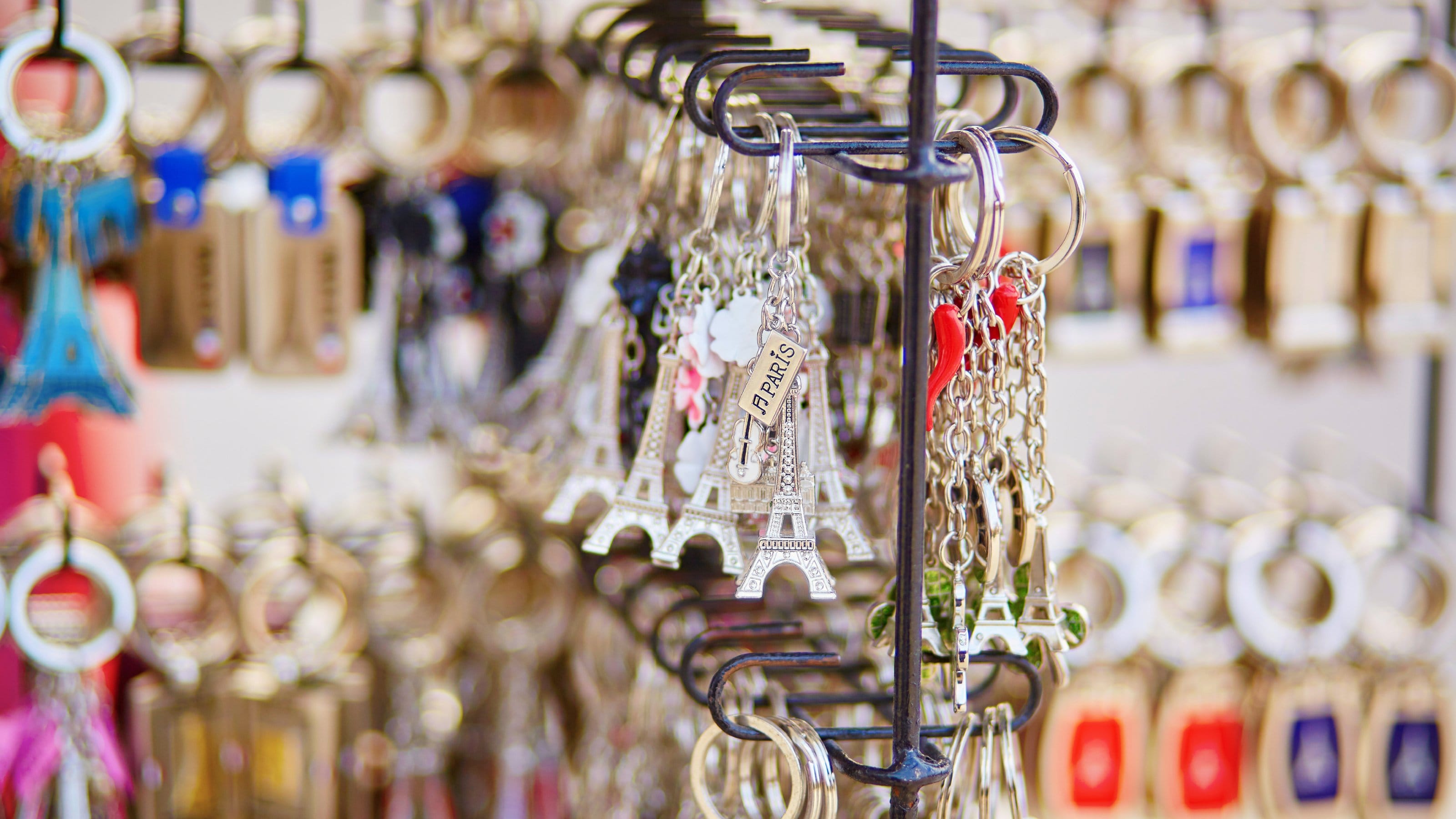 Eiffel tower keychains for sale in Paris, France