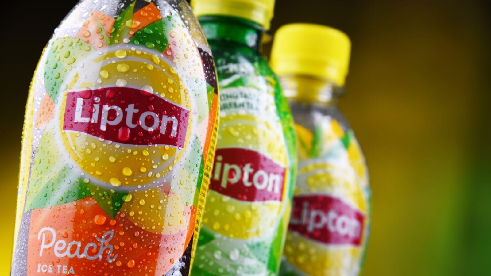 Plastic bottles of Lipton Ice Tea.