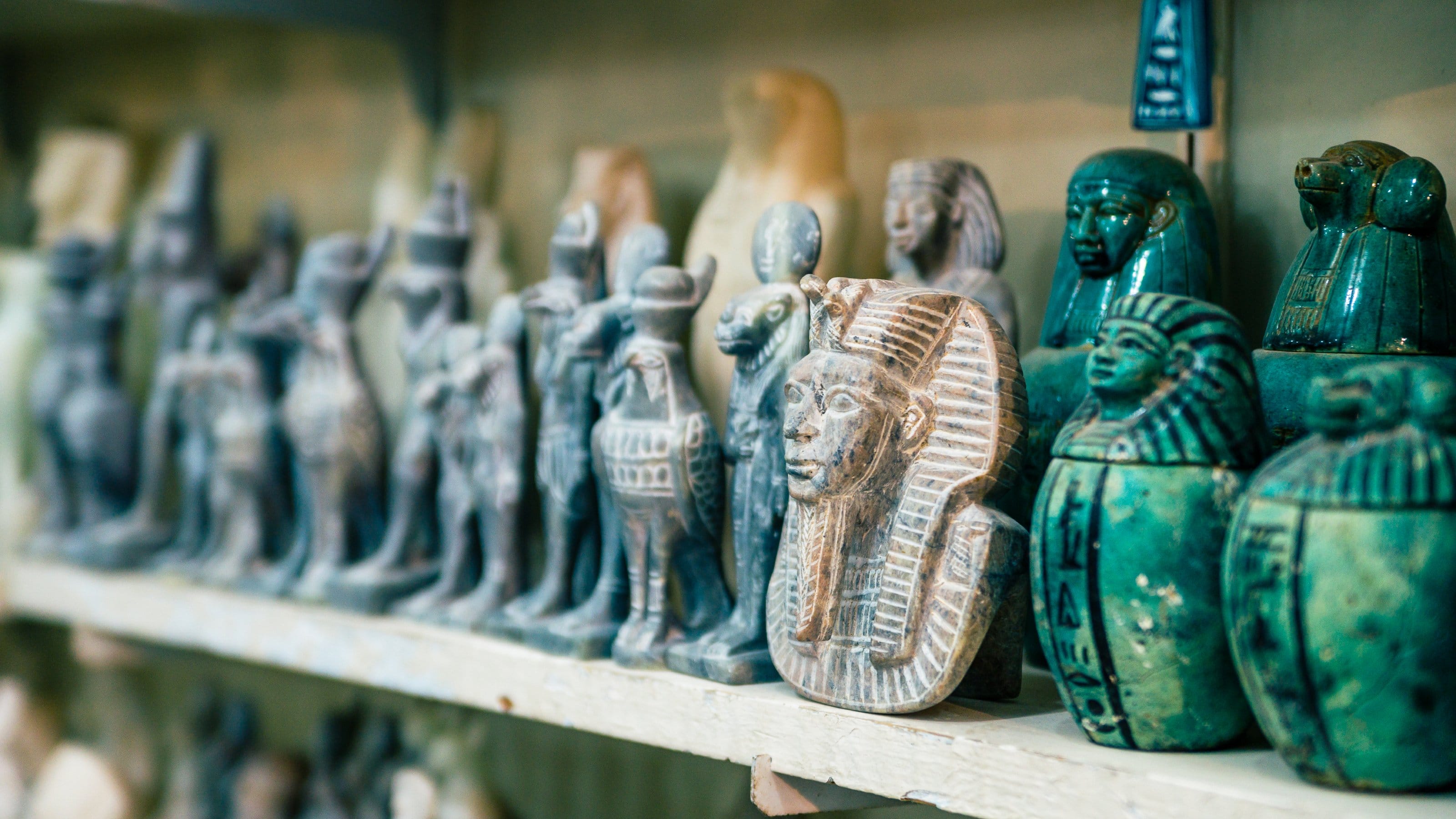 Rows of local antiques on Egyptian bazar market