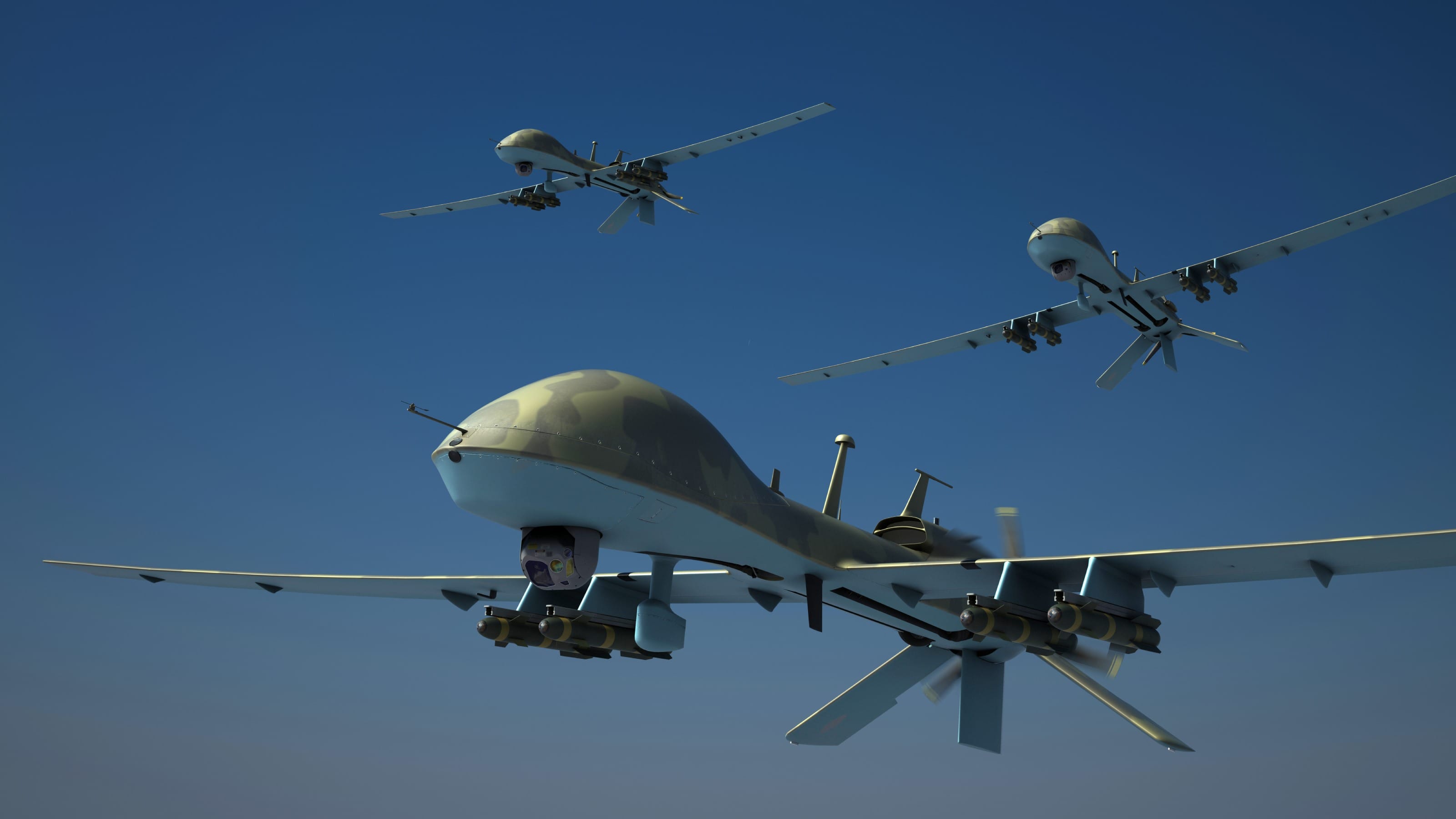 Three military surveillance drones
