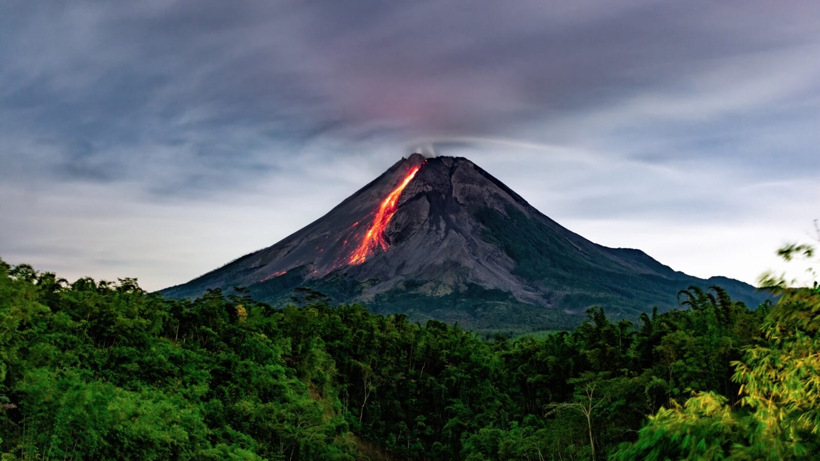 Hot Lava Glide from Mount Merapi Towards the Southwest.