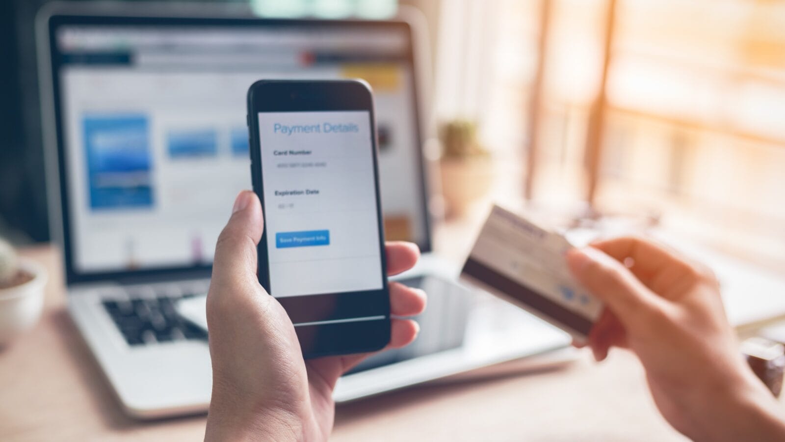 Hand holding mobile phone with Payment Detail page