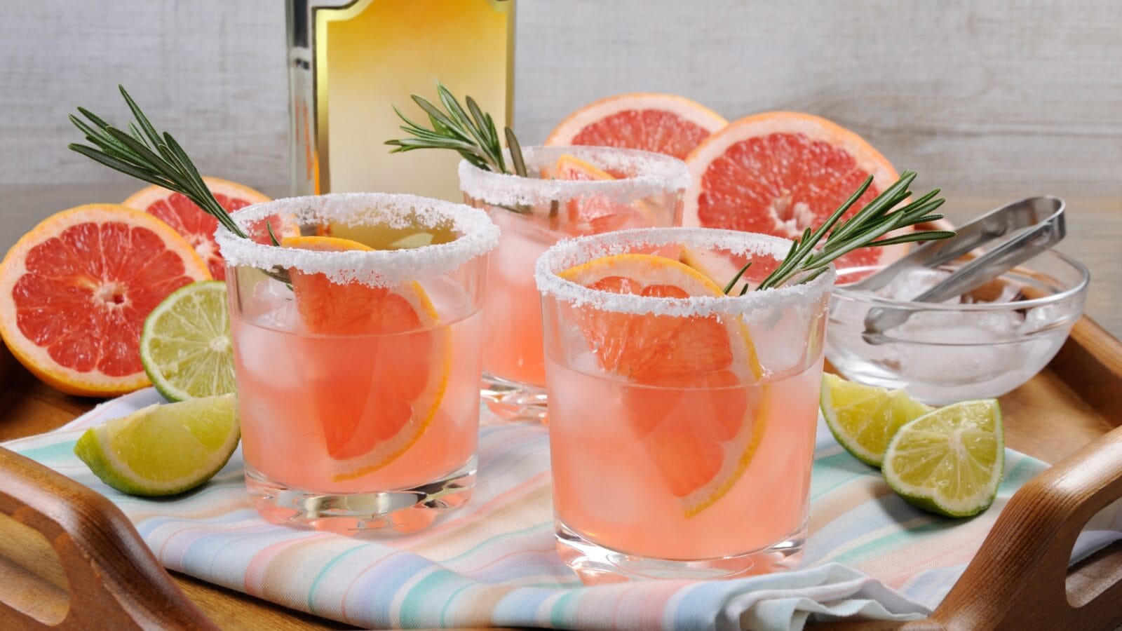 Fresh pink Paloma cocktail.