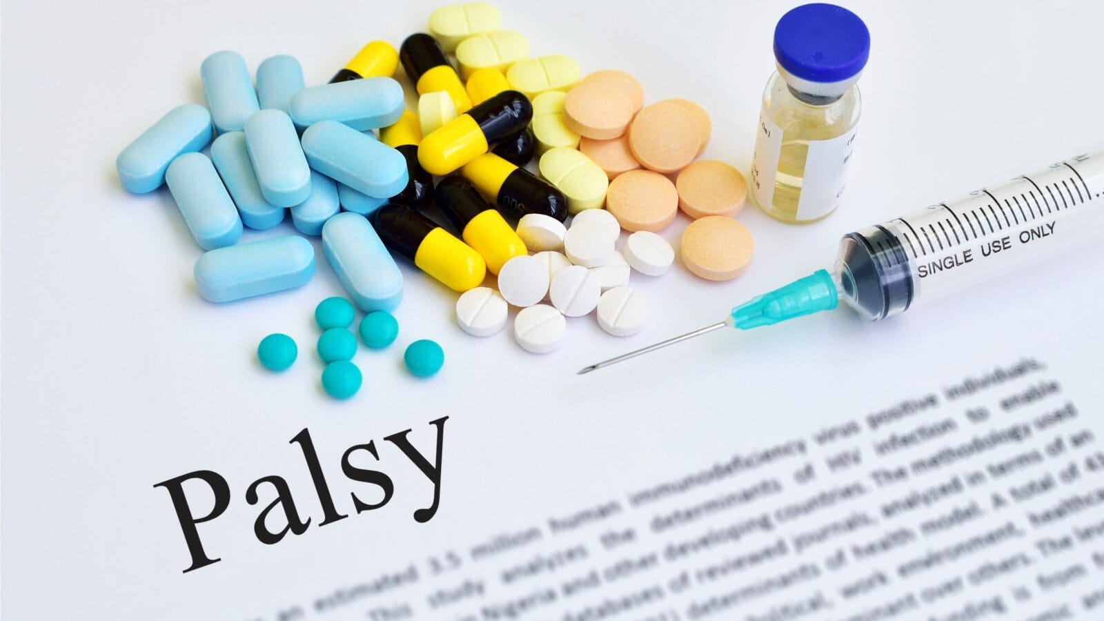 Syringe with drugs for paralysis palsy treatment