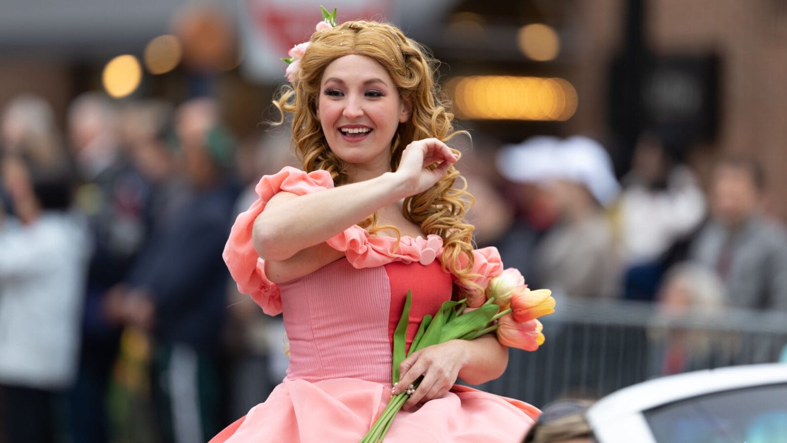 Woman dress up as Disney Character Aurora