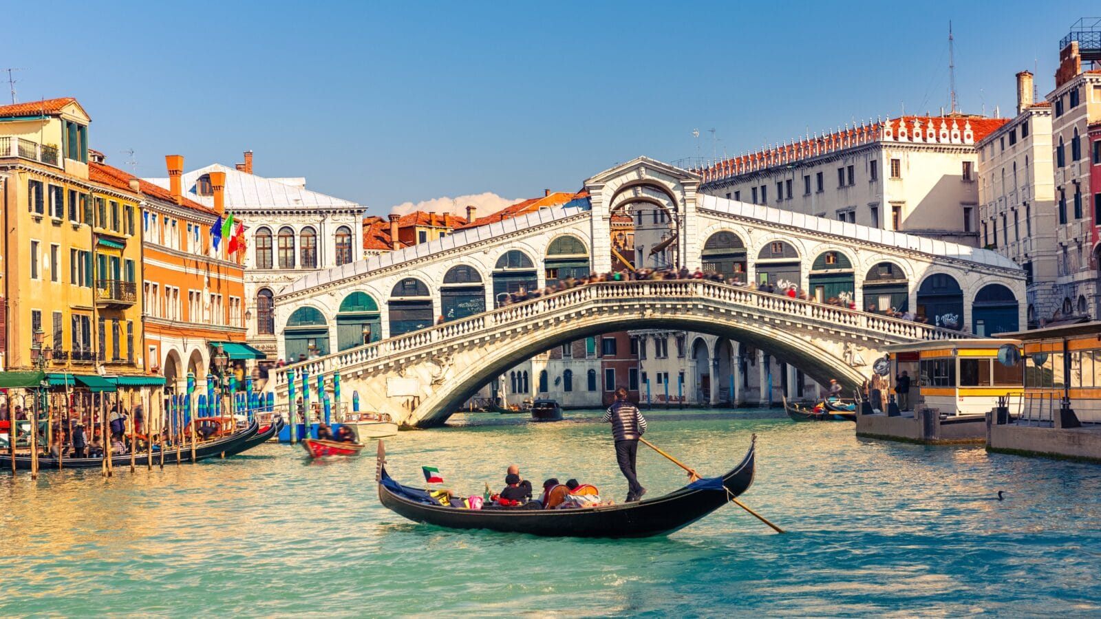 Gondola near Rialto Bridge in Venice, Italy