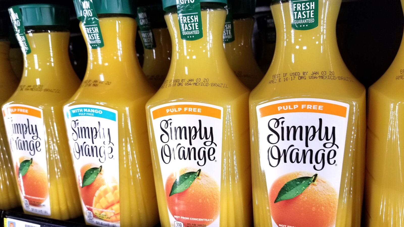 Simply Orange orange juice on display at local grocers.