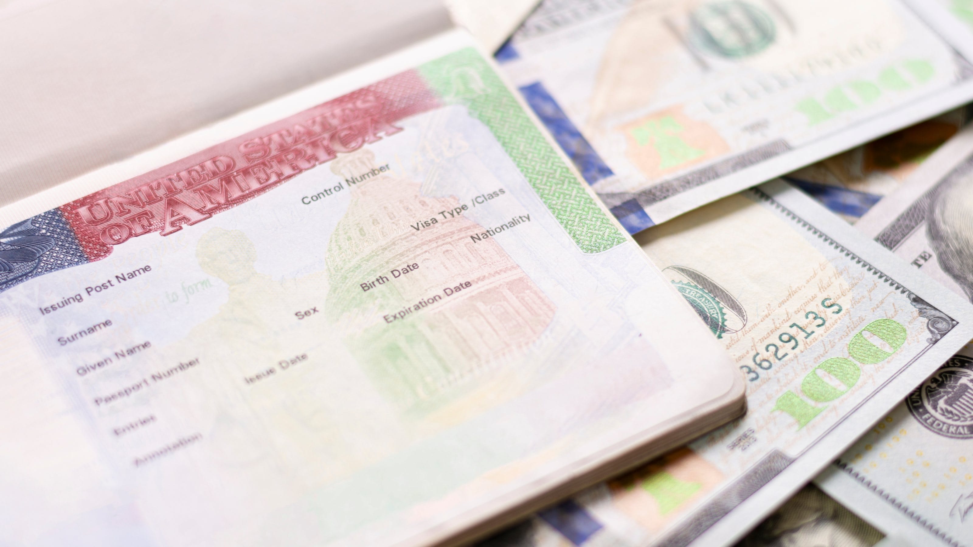 Passport with an American visa.