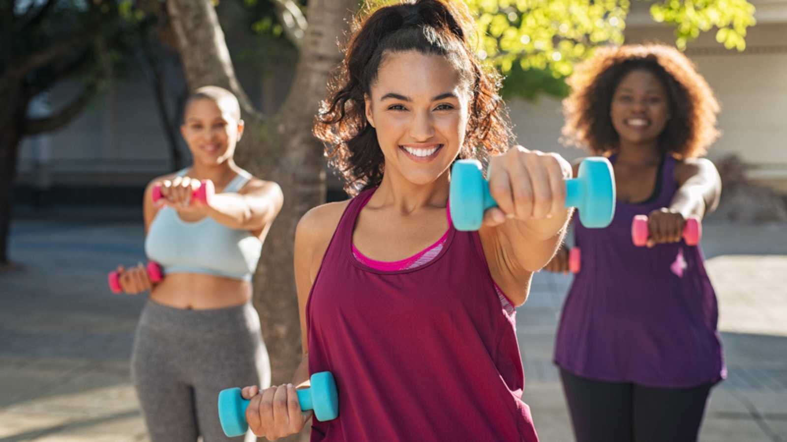Women exercising in the park