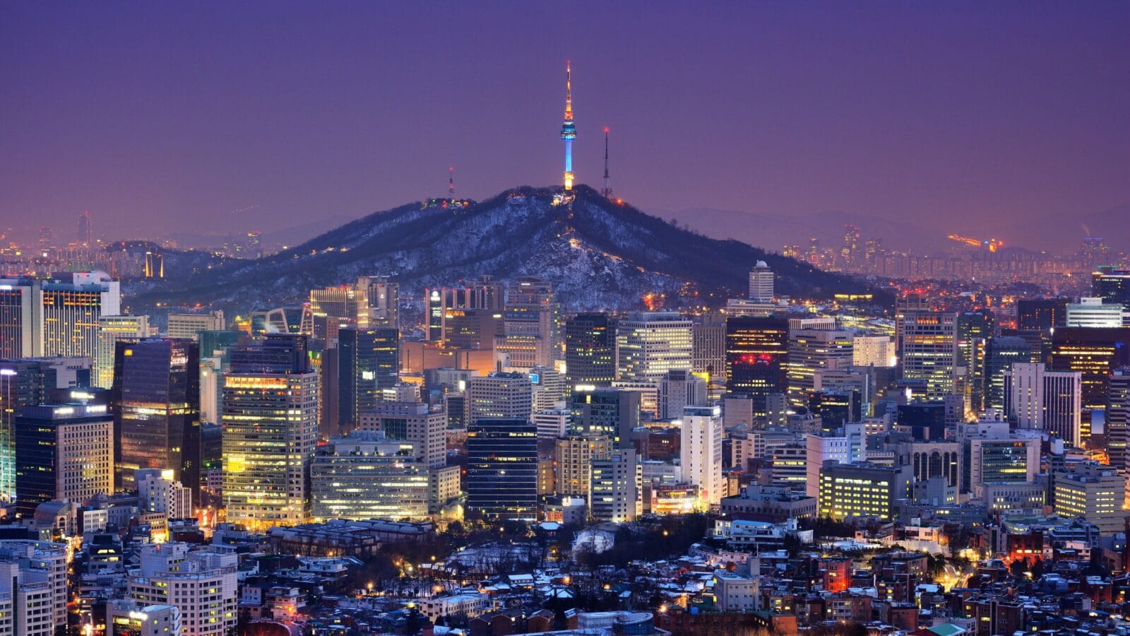 Downtown skyline of Seoul, South Korea with Seoul Tower