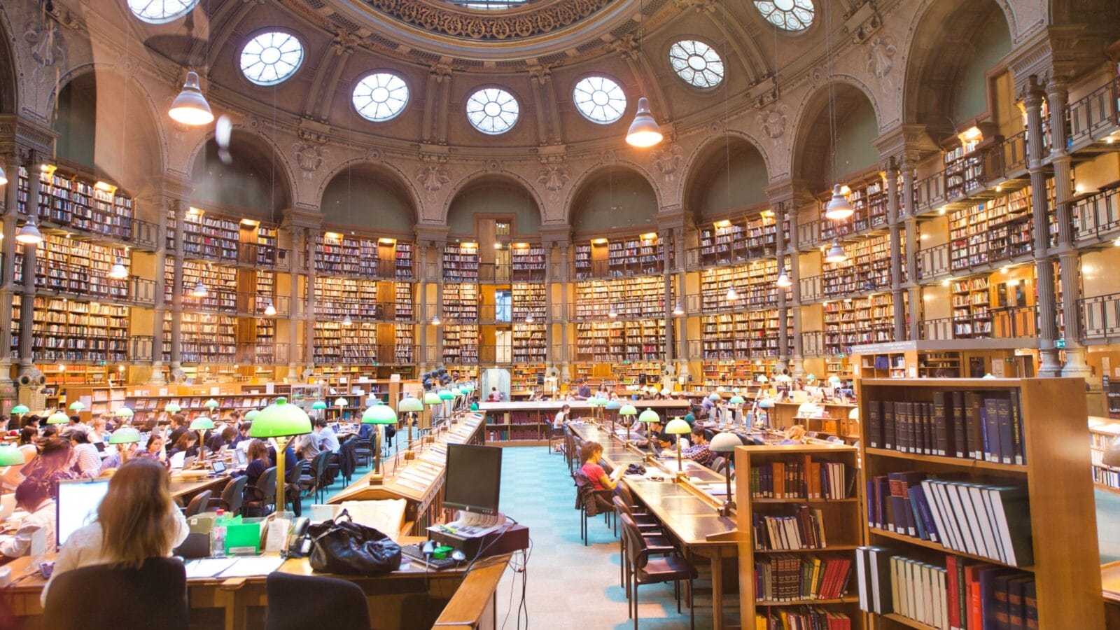Old interior of the French National Library in downtown Paris