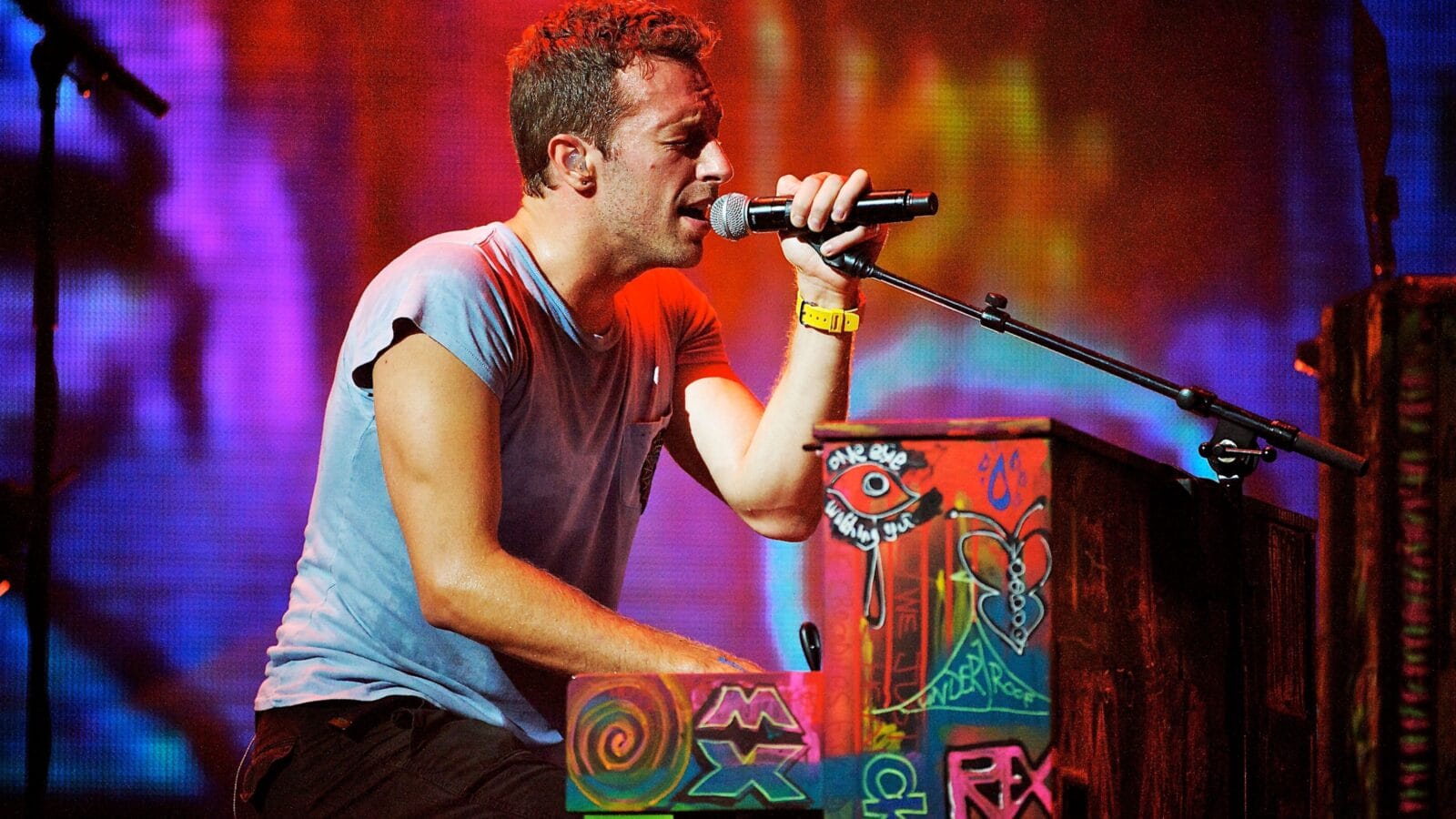 Chris Martin and Coldplay perform at the inaugural iHeartRadio Music Festival at the MGM Grand Garden Arena