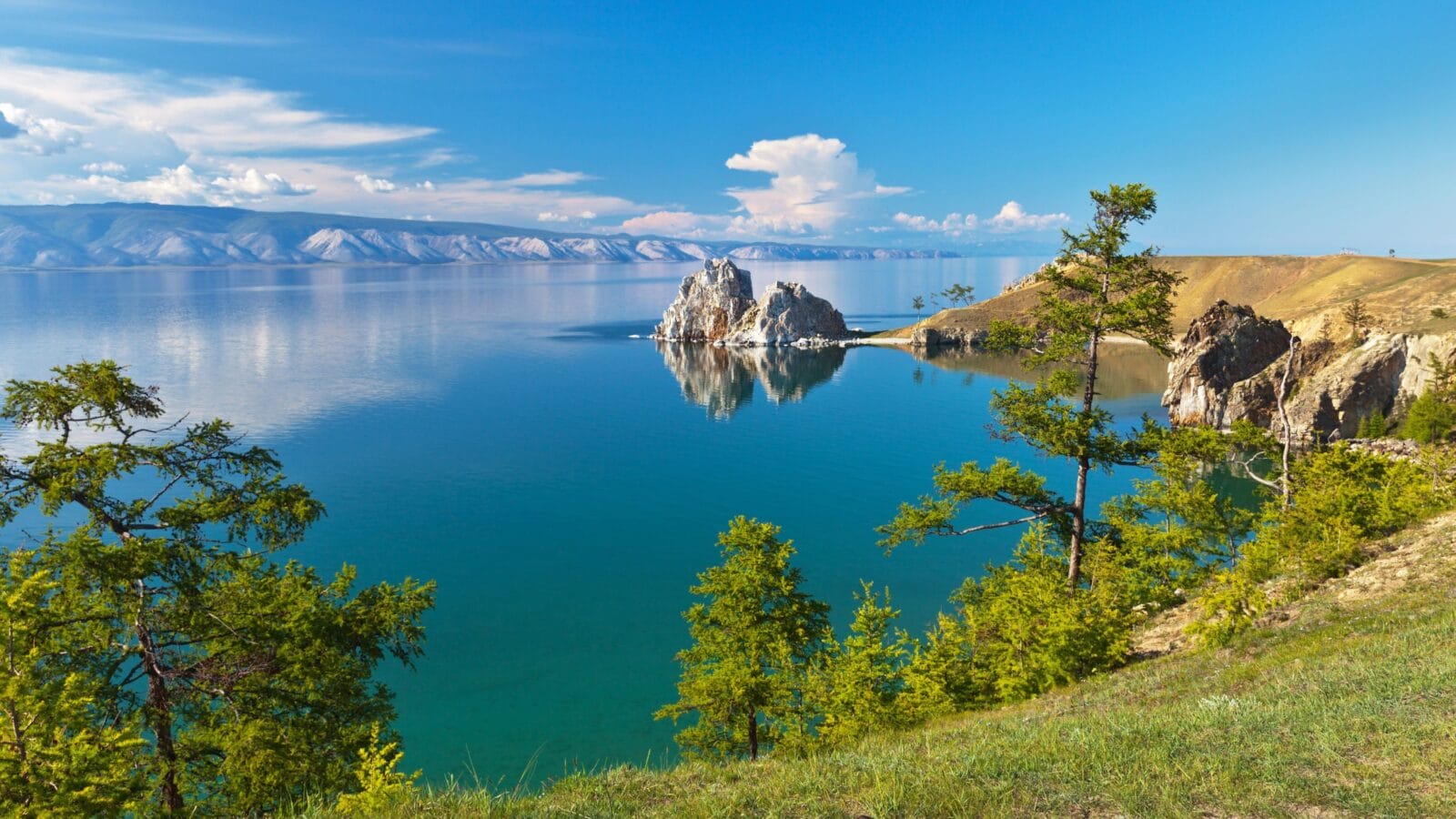 Lake Baikal. Island Olkhon. Cape Burhan. Sunny summer evening