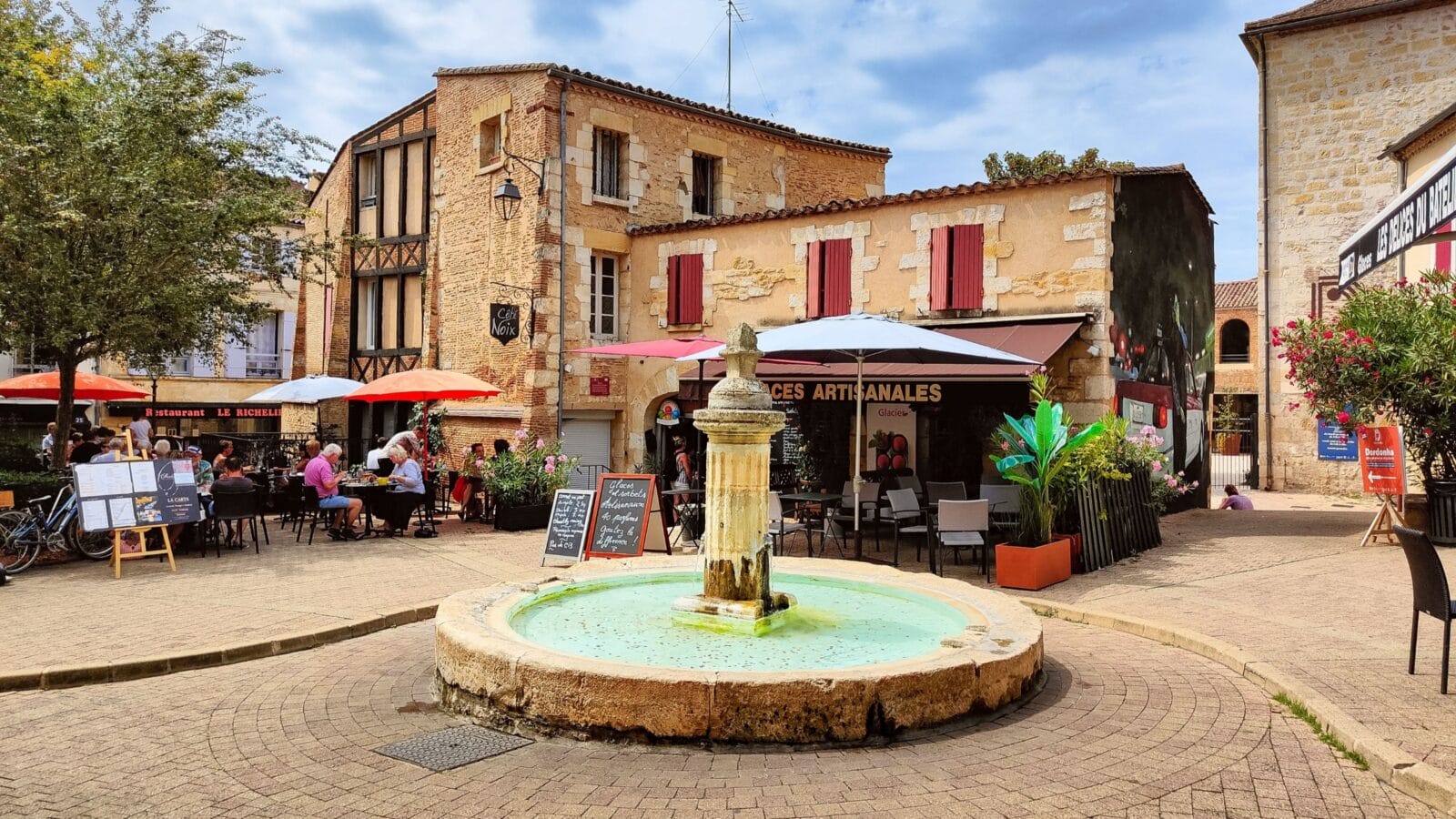 Bergerac, France - August 13, 2023 - Old city of Bergerac. Known for famous Cyrano de Bergerac. Dordogne, France