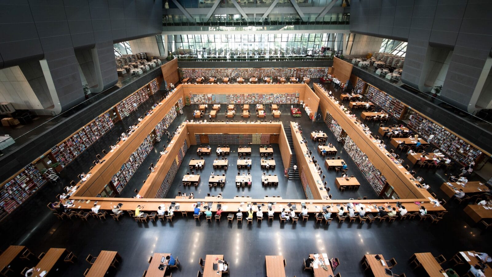 Interior view of National Library in Beijing, China