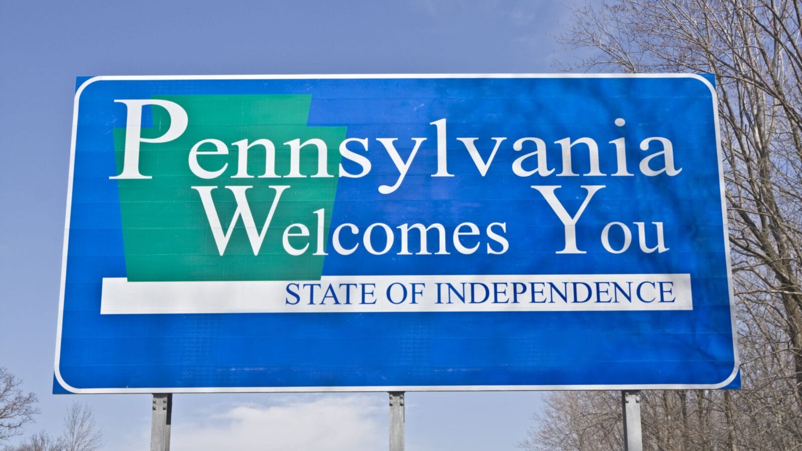 Welcome to Pennsylvania road sign