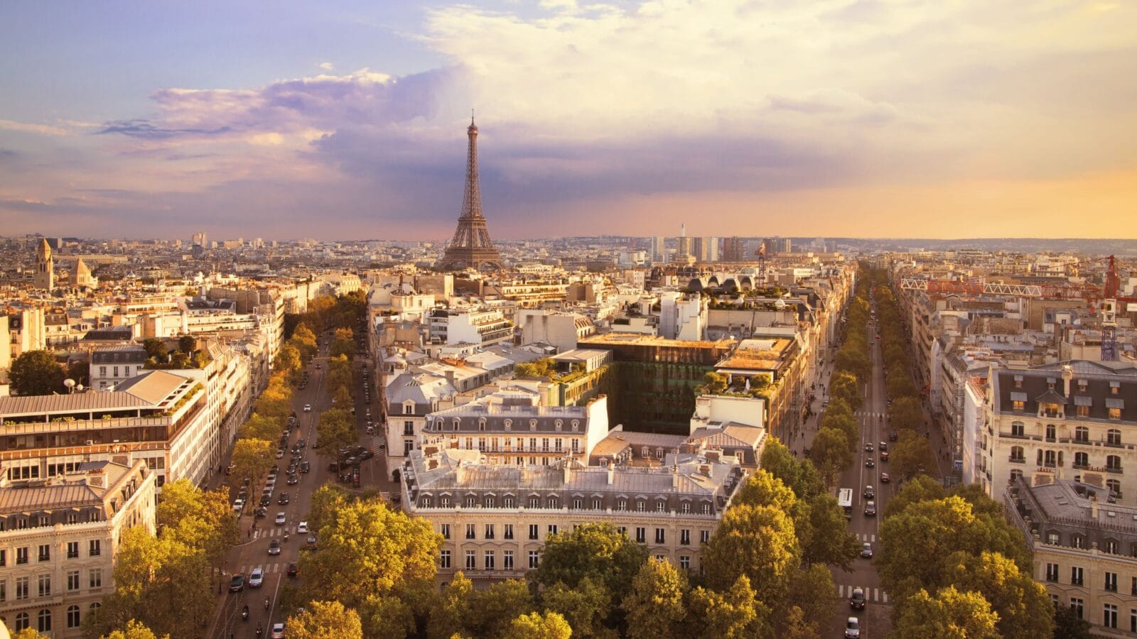 Sunset Eiffel tower and Paris city view form Montparnasse