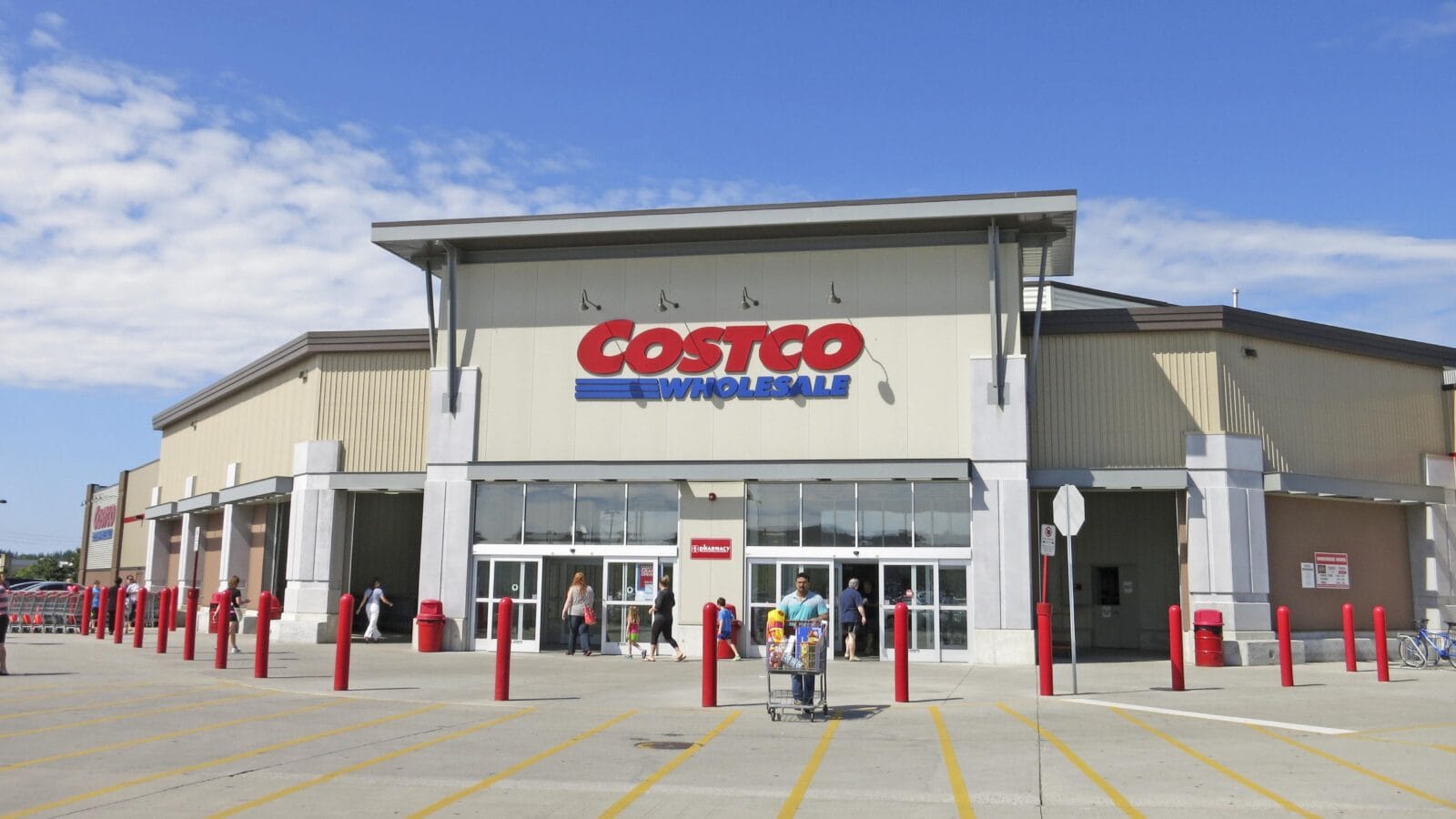Costco Wholesale storefront in Hamilton Ontario, Canada.