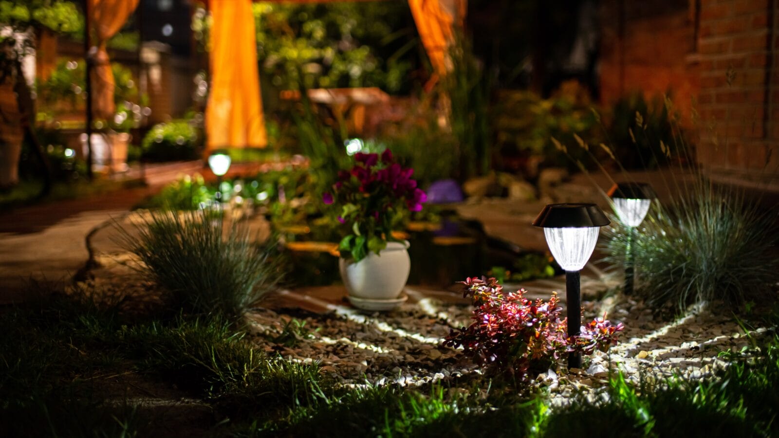 Decorative Small Solar Garden Light, Lanterns In Flower Bed