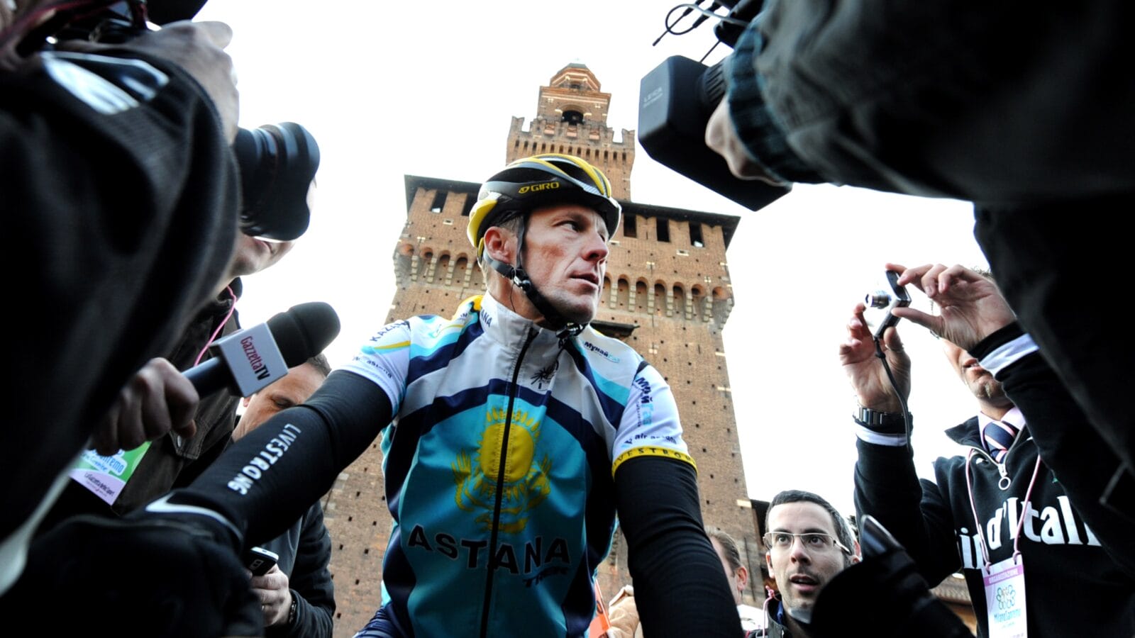 Cyclist Lance Armstrong of Team Astana in Milan, Italy