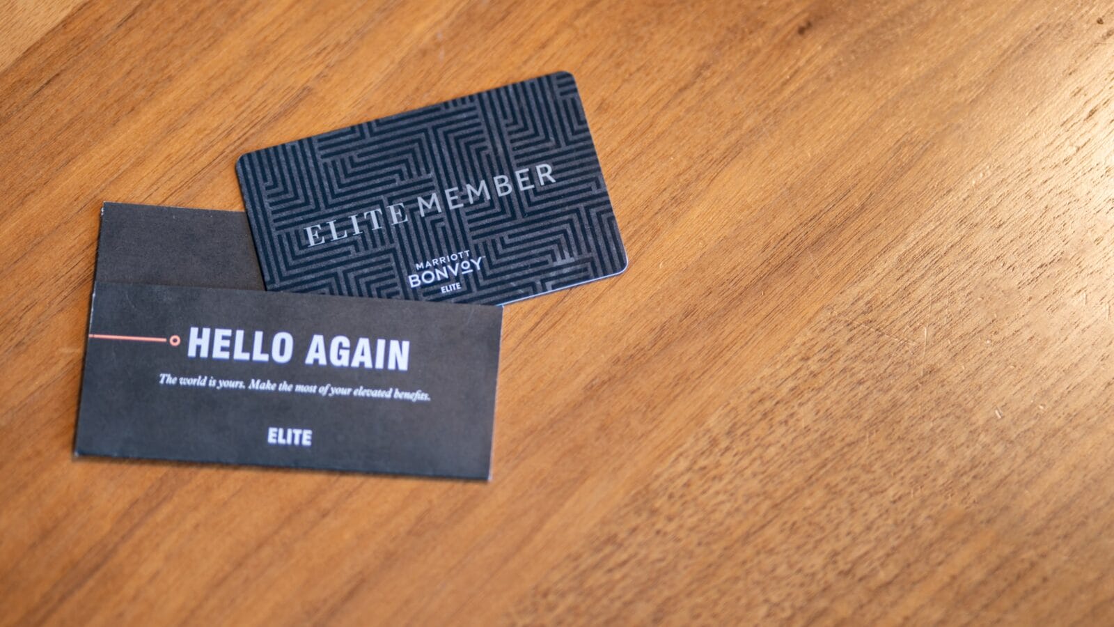 Marriott Bonvoy elite member room key card for Marriott hotel loyalty program