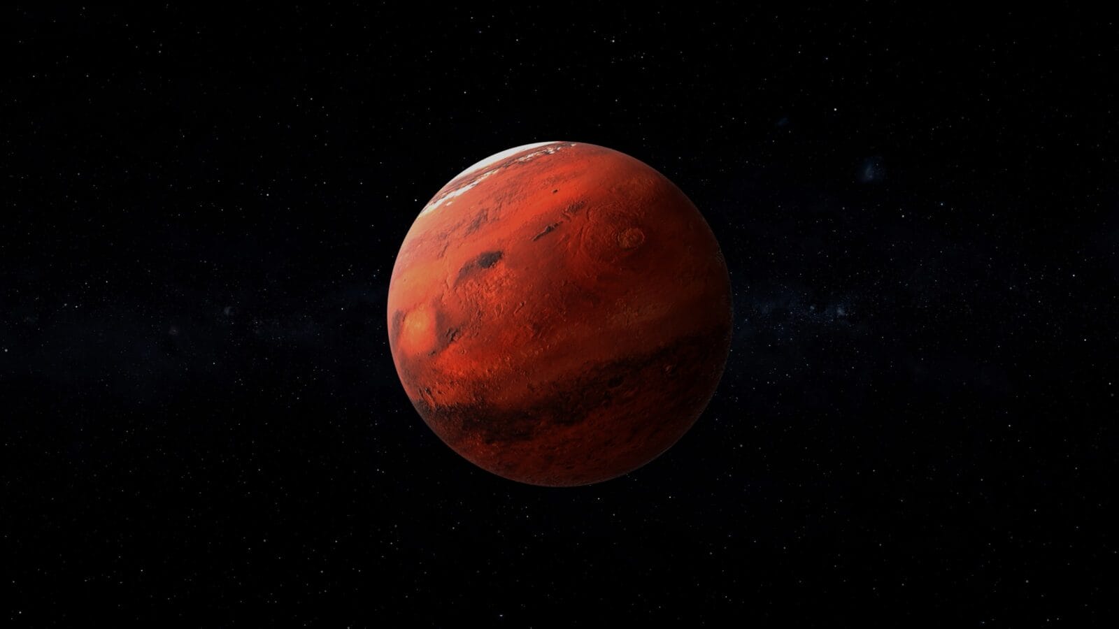 Mars planet isolated in black background 3d illustration