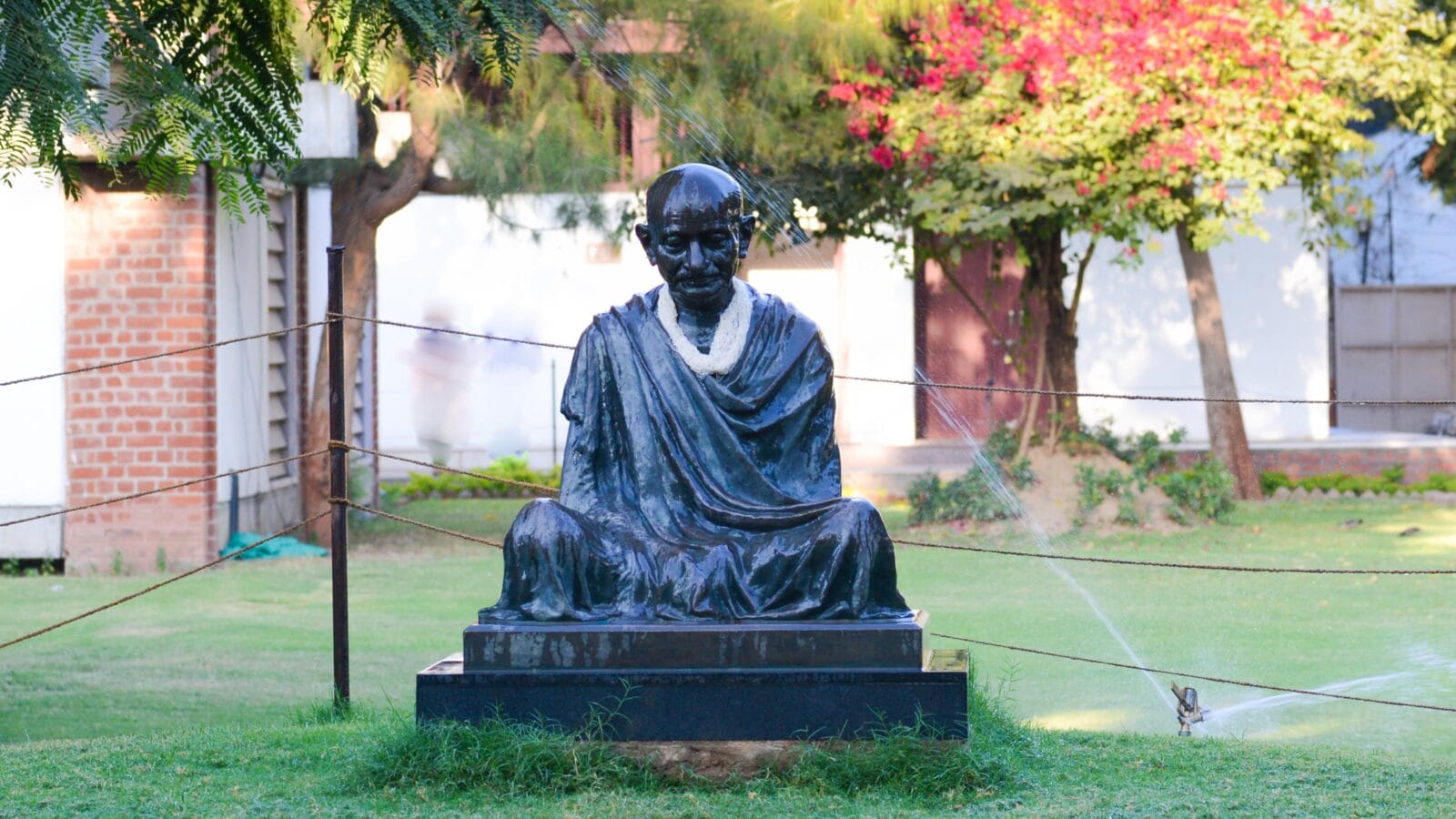 A Statue of Mahatma Gandhi on display at Gandhi Ashram.