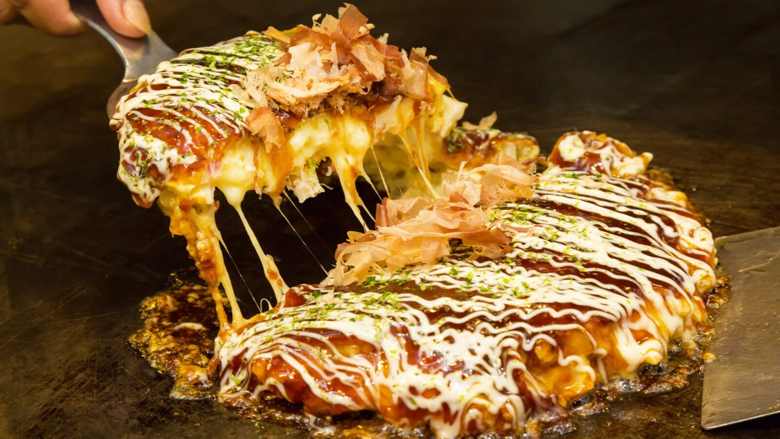 okonomiyaki on iron pan