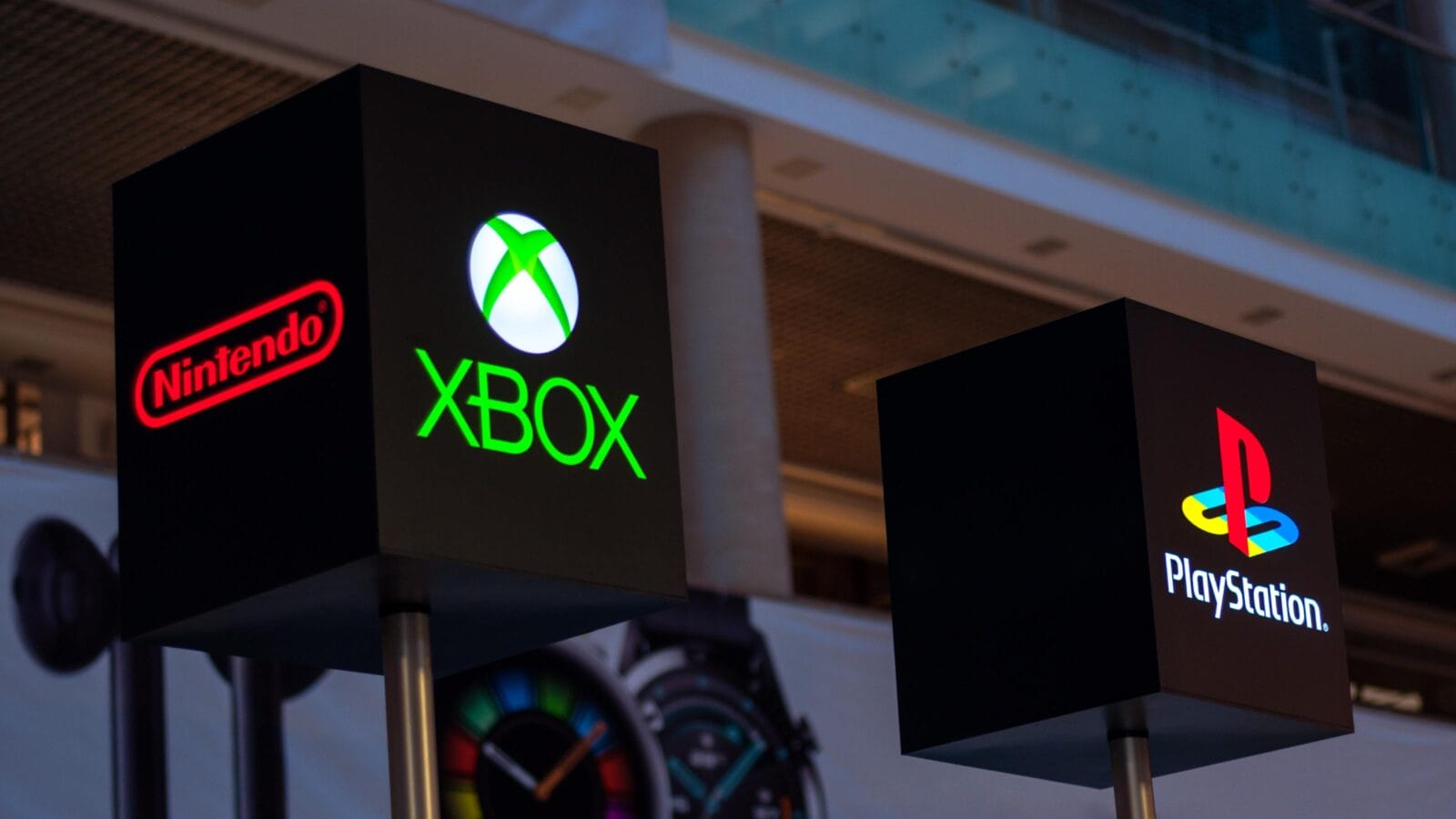 Logo of xbox, playstation and nintendo