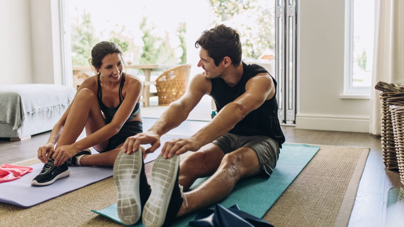 Couple exercising together