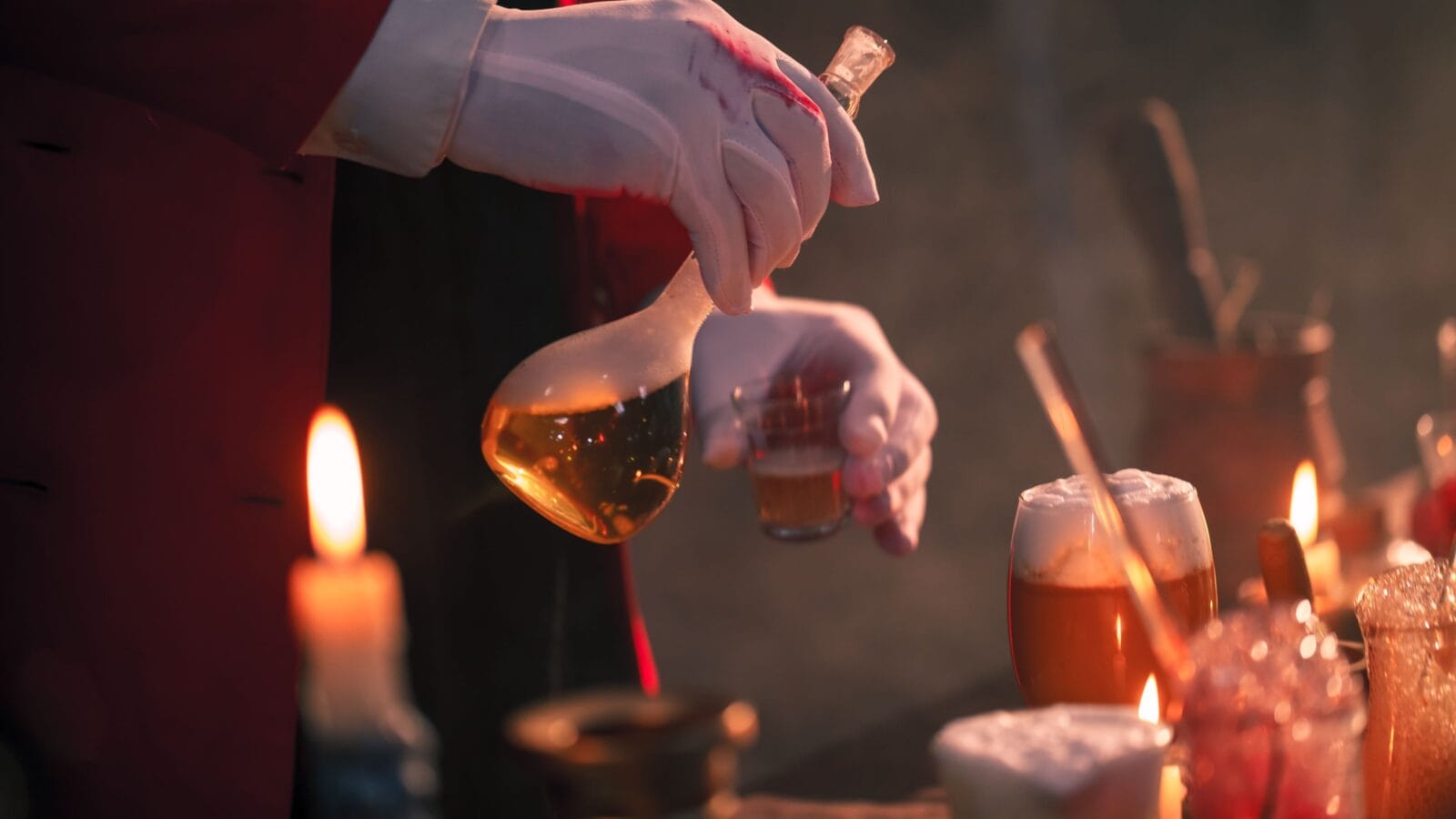 Steampunk alchemist creating craft beer