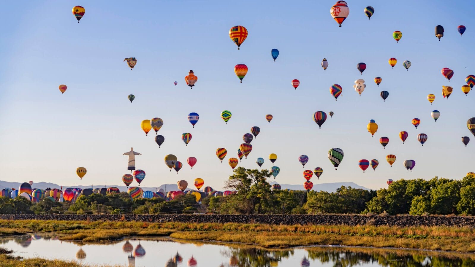 Morning view of the famous Albuquerque International Balloon Fiesta event at New Mexico