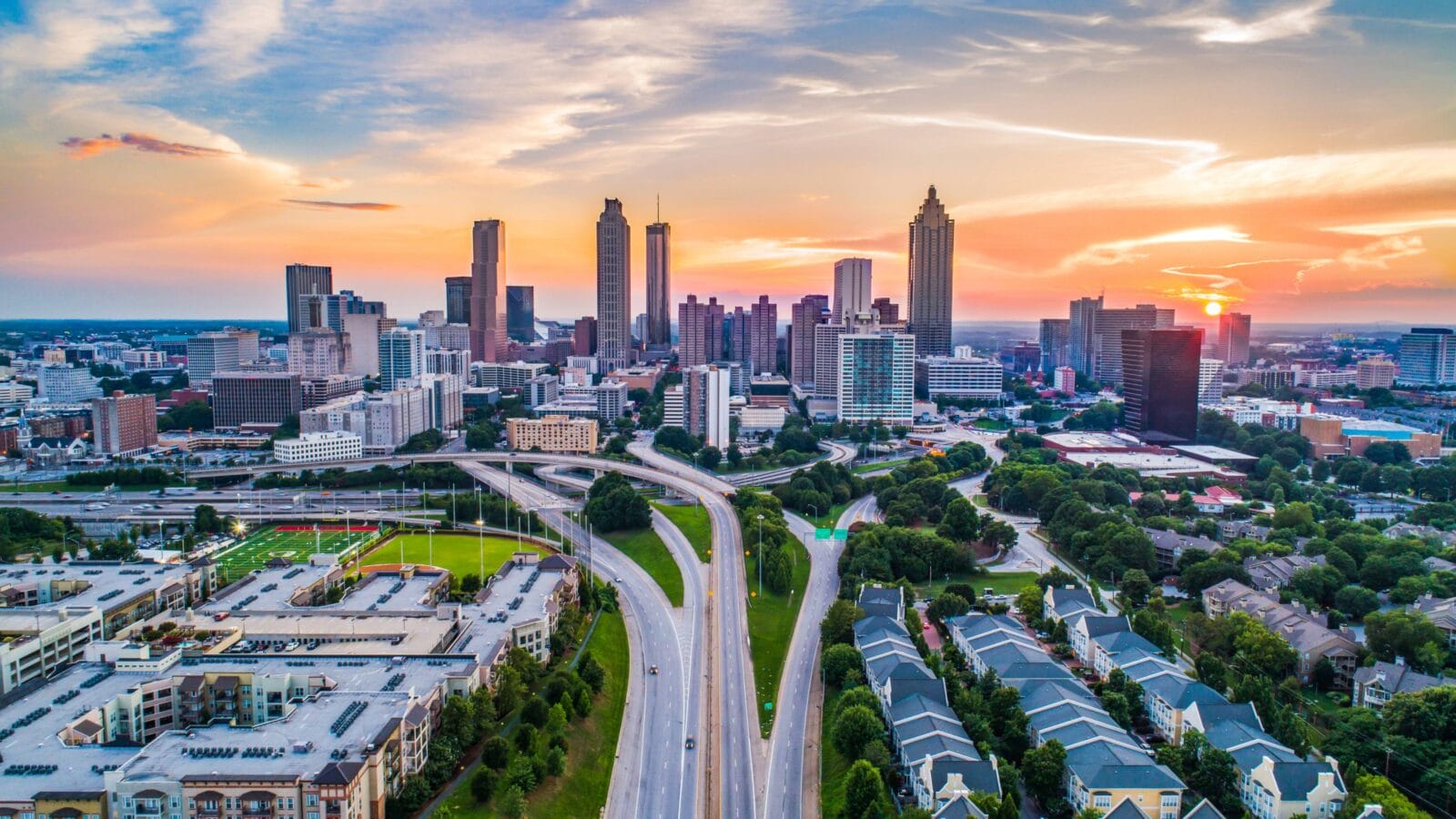 Atlanta, Georgia, USA Downtown Skyline Aerial Panorama.