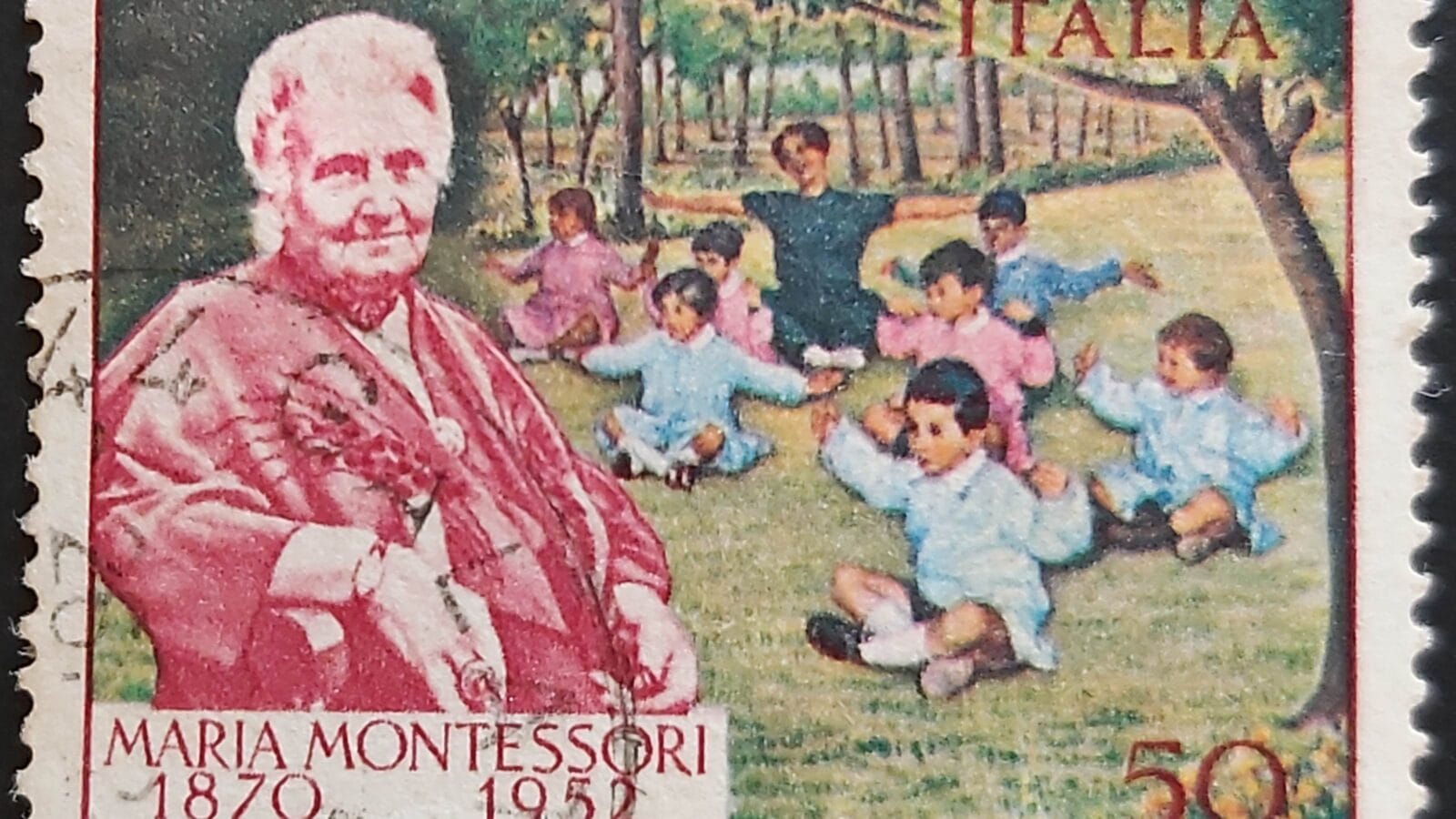 Postage stamp issued for the centenary of the birth of the pedagogist Maria Montessori.