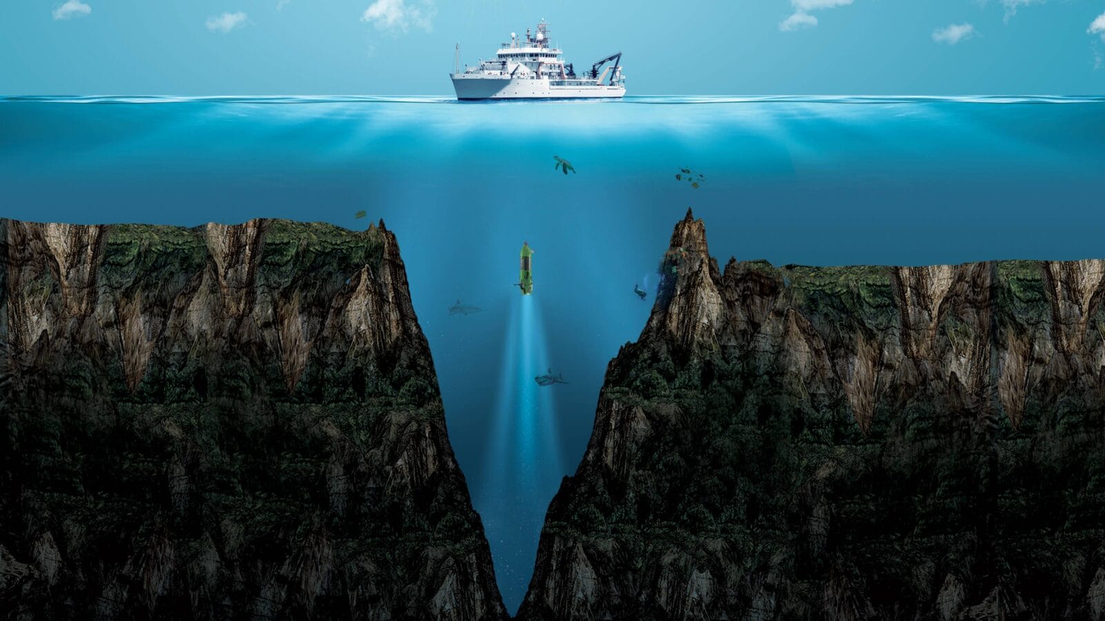 Viewof the Mariana Trench, the deepest depths in the Western Pacific.