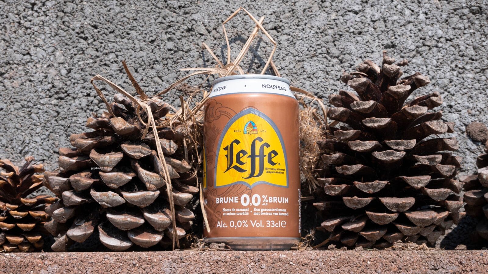 A can of dark leffe, special Belgian beer with 0.0 or zero percent alcohol