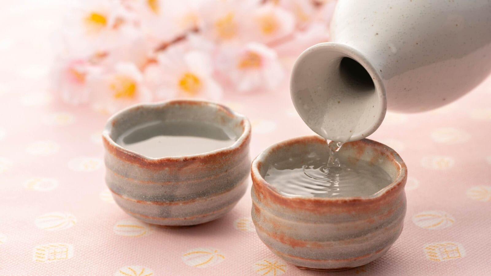 Cherry blossoms and Japanese sake