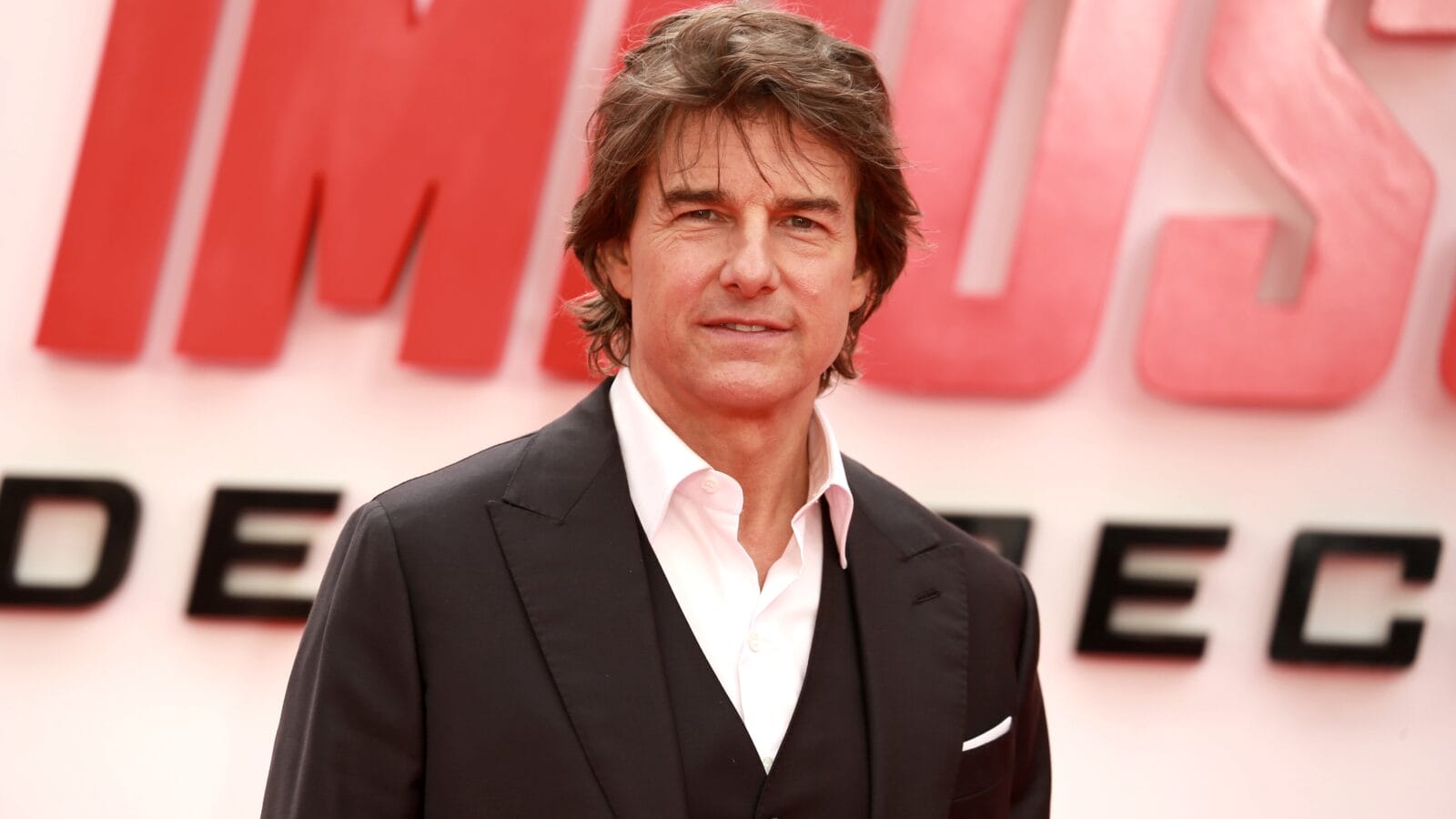 Tom Cruise attends the UK Premiere of "Mission: Impossible - Dead Reckoning Part One" at Odeon Luxe Leicester Square in London, England.