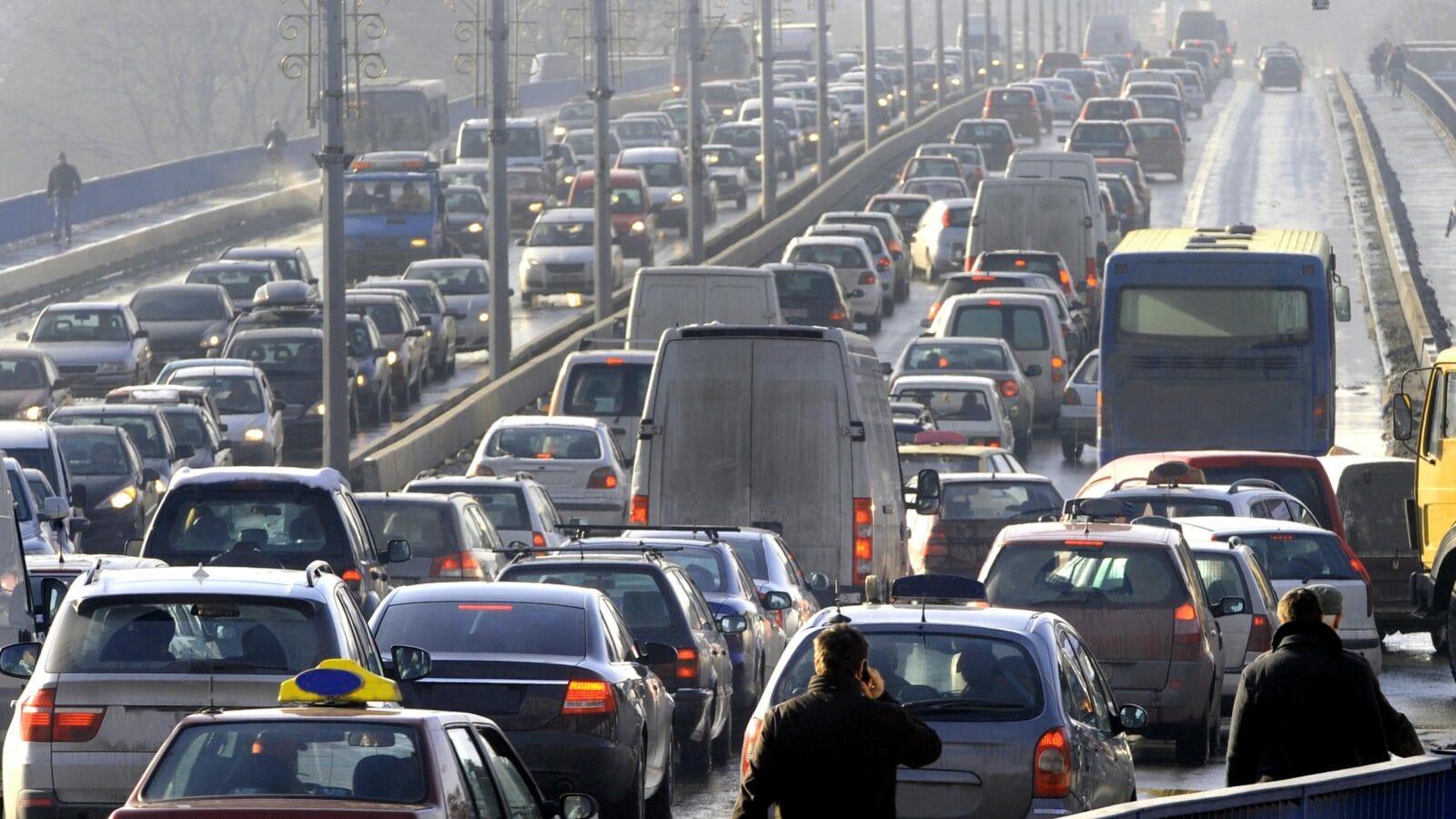 Traffic jam in the rush hour