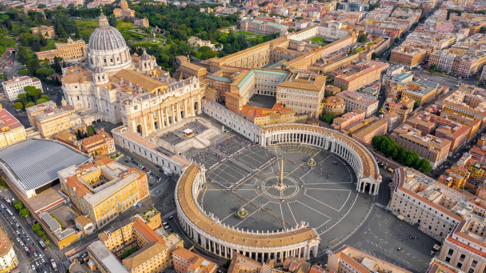 Aerial view of Papal Basilica of Saint Peter in the Vatican located in Rome, Italy